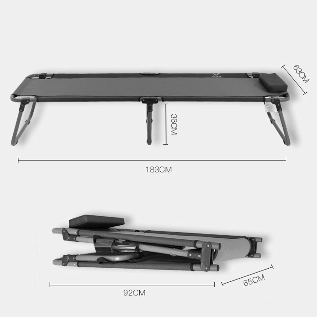 Portable Folding Bed Sun Lounger - Adjustable Camping Cot, Office Siesta Bed & Recliner Chair with Pillow - 224kg Weight Capacity - Perfect for Outdoor, Home, Hospital & Travel Use