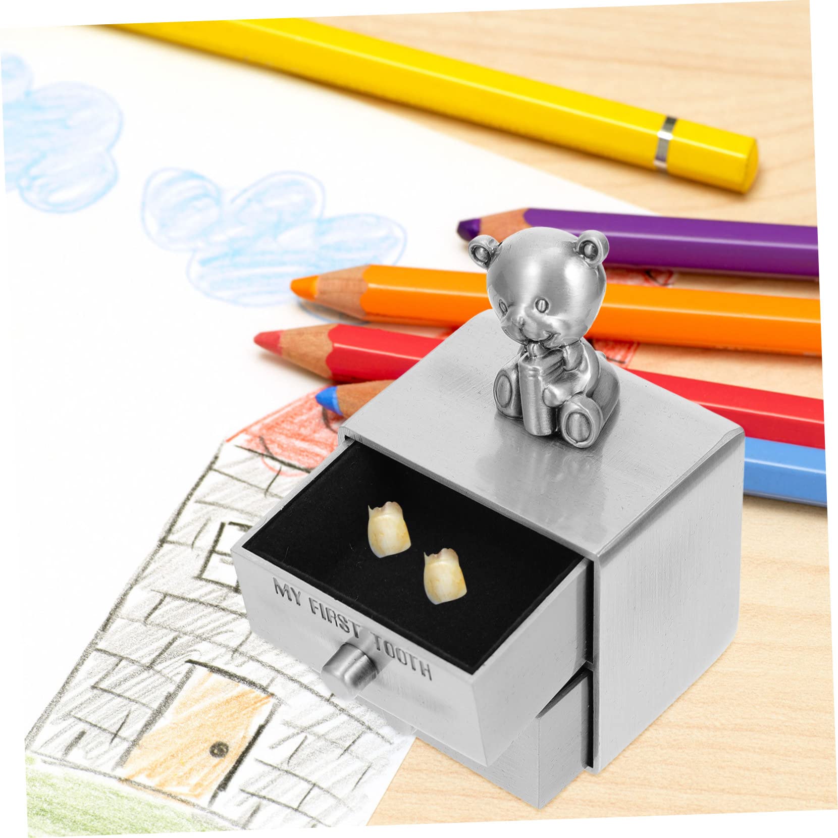 FAVOMOTO 5-Piece Baby Teeth Keepsake Box - First Tooth Holder, Jewelry Organizer & Small Pet Toy - Durable Zinc Alloy Keepsake Storage for Kids, Guinea Pigs & Hamsters - Perfect for Memory Preservation & Pet Playtime