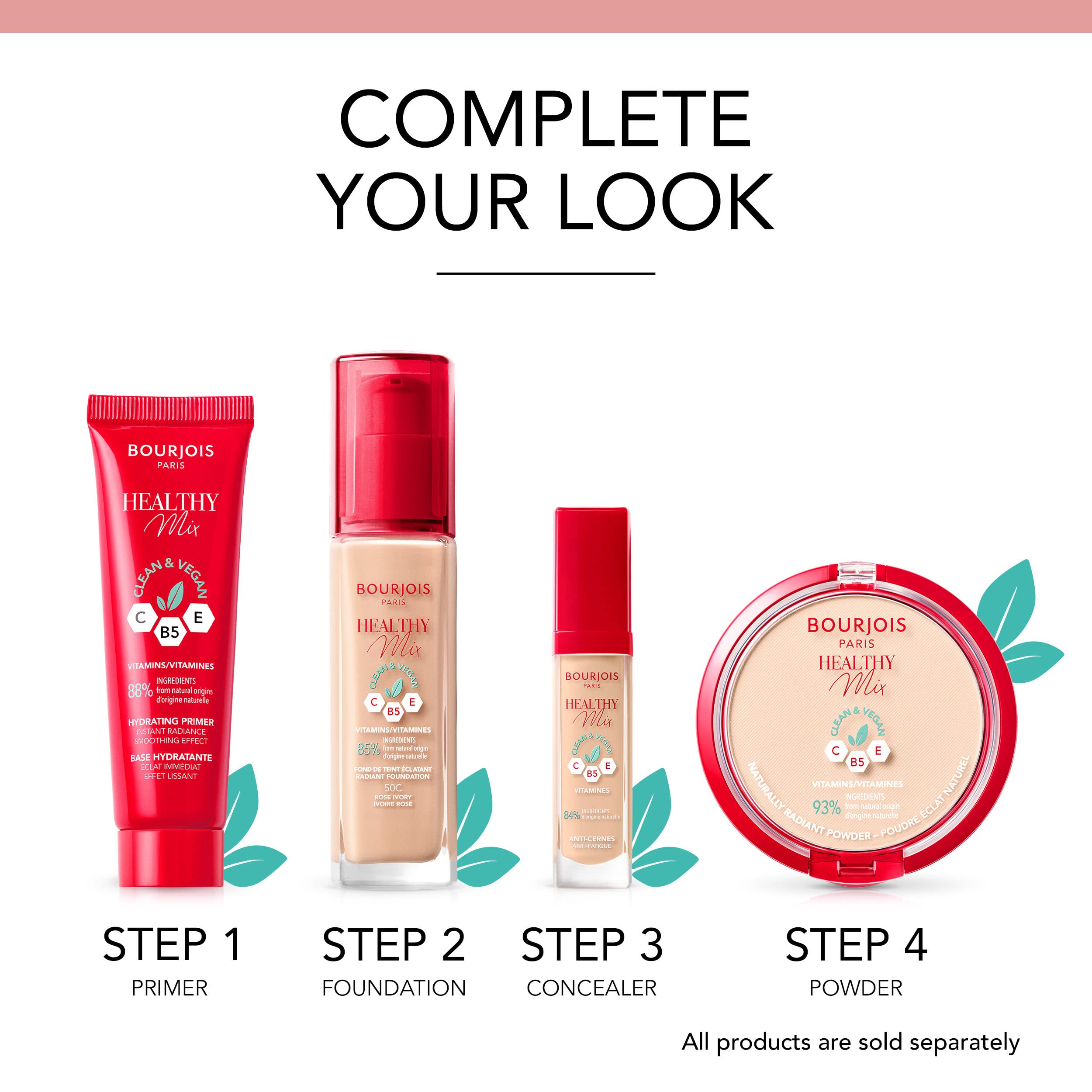 Bourjois Healthy Mix Clean & Vegan Foundation - 51W Light Vanilla | Lightweight, Natural Finish | Perfect for Everyday Wear & Sensitive Skin
