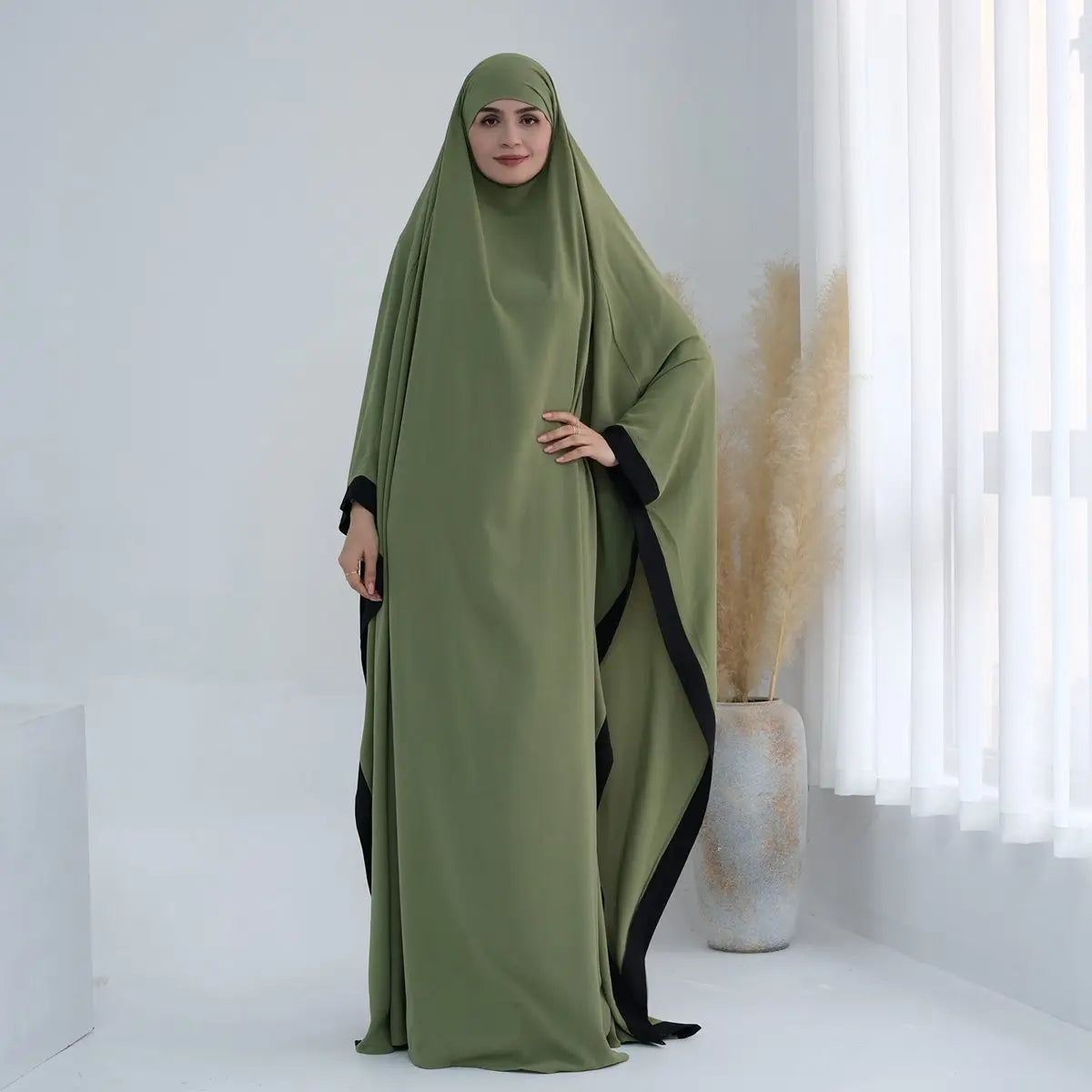 Elegant Trim Prayer Dress - Modest Jilbab Abaya for Women | Halal Islamic Prayer Outfit | Perfect for Mosque, Eid, and Daily Worship