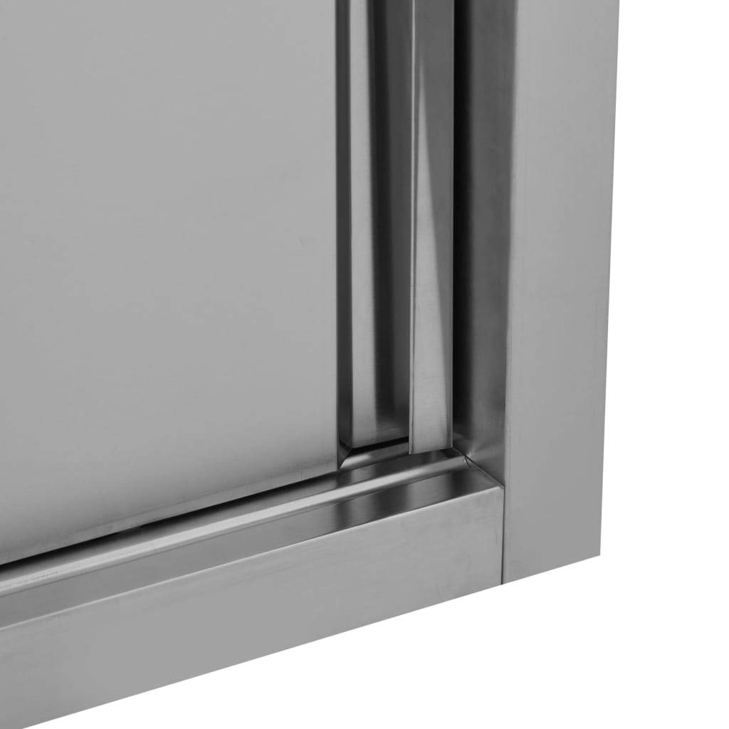 Stainless Steel Wall Cabinet with Sliding Doors - 35.4