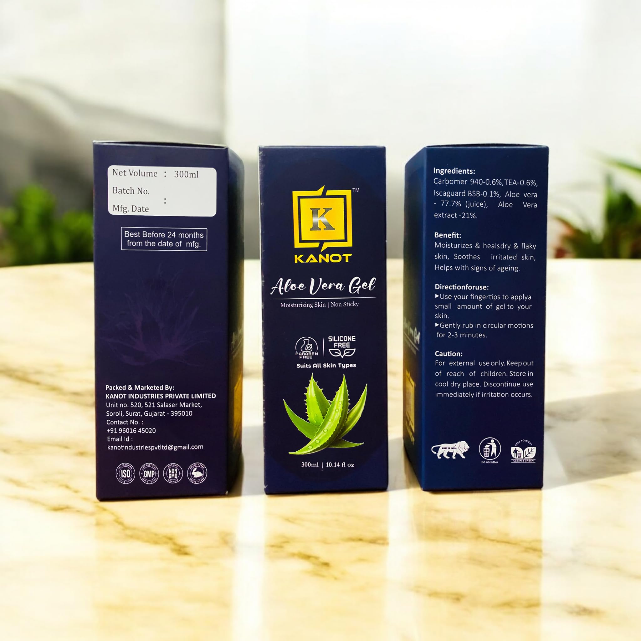 **Kanot 100% Pure Aloe Vera Gel – Unscented, 10.14 fl oz – Hydrating & Soothing for Skin, Hair & Body – Lightweight, Fast-Absorbing Formula – No Harmful Chemicals – Perfect for Sunburn Relief, Moisturizing & Hair Care**