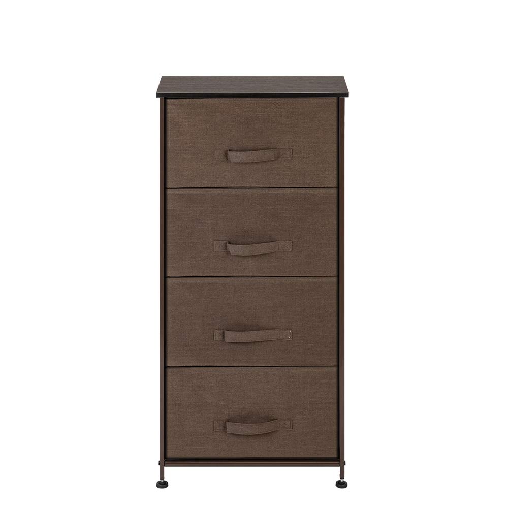 4-Tier Fabric Storage Drawer Organizer with Sturdy Steel Frame - 17.75 x 11.87 x 37.50 Inch Brown Cube Dresser for Clothes, Toys & Home Organization - Perfect for Bedroom, Living Room & Closet Storage Solutions