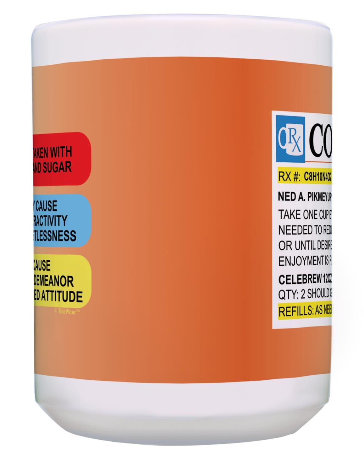 Funny RX Prescription Coffee Mug - 15oz Ceramic Coffee Cup with Handle | Humorous Doctor-Themed Gift for Nurses, Medical Professionals & Coffee Lovers | Perfect for Office, Hospital Break Room & Home Use