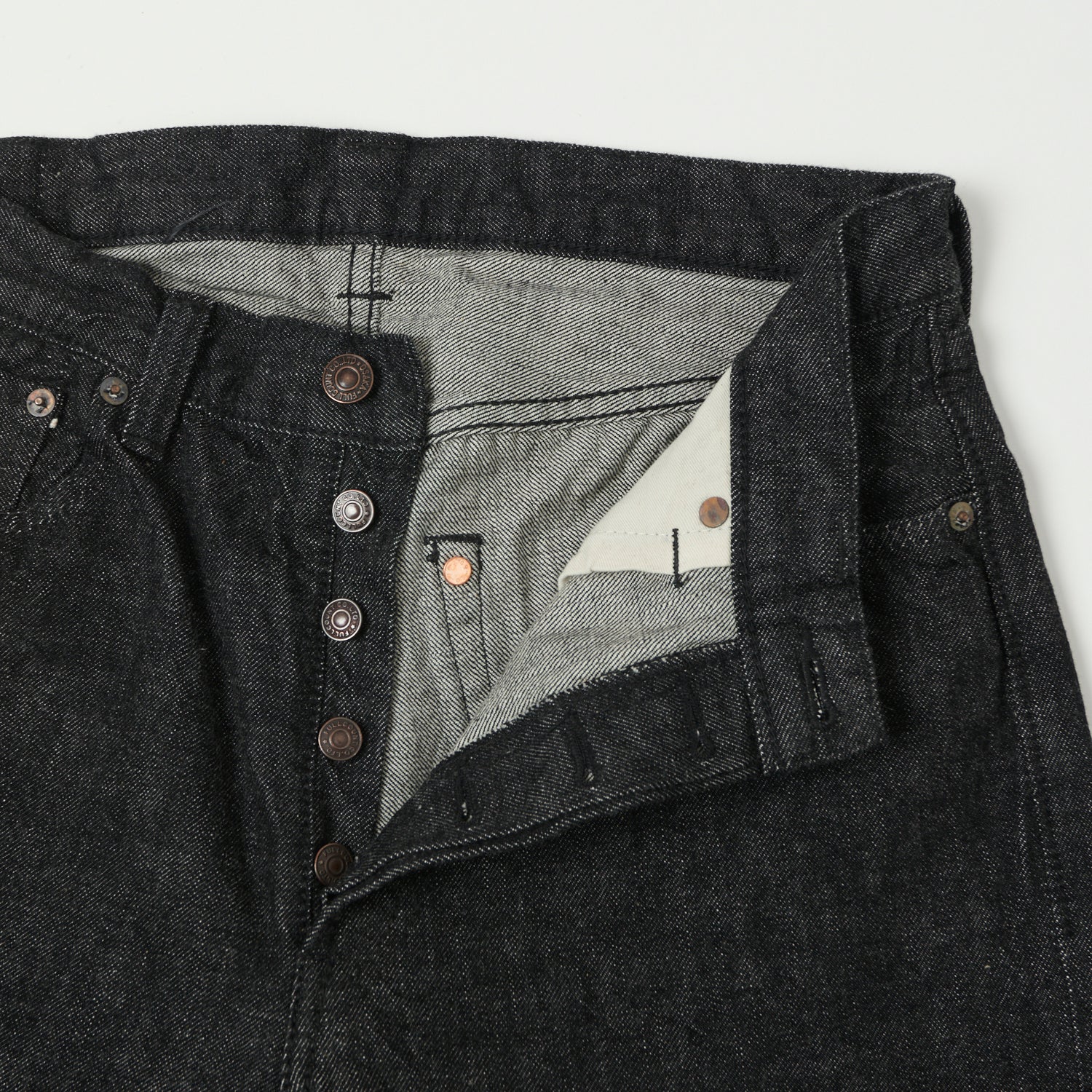 Full Count 1101BK 13.7oz Loose Straight Fit Black One Wash Denim Jeans for Men - Casual Wear & Everyday Comfort
