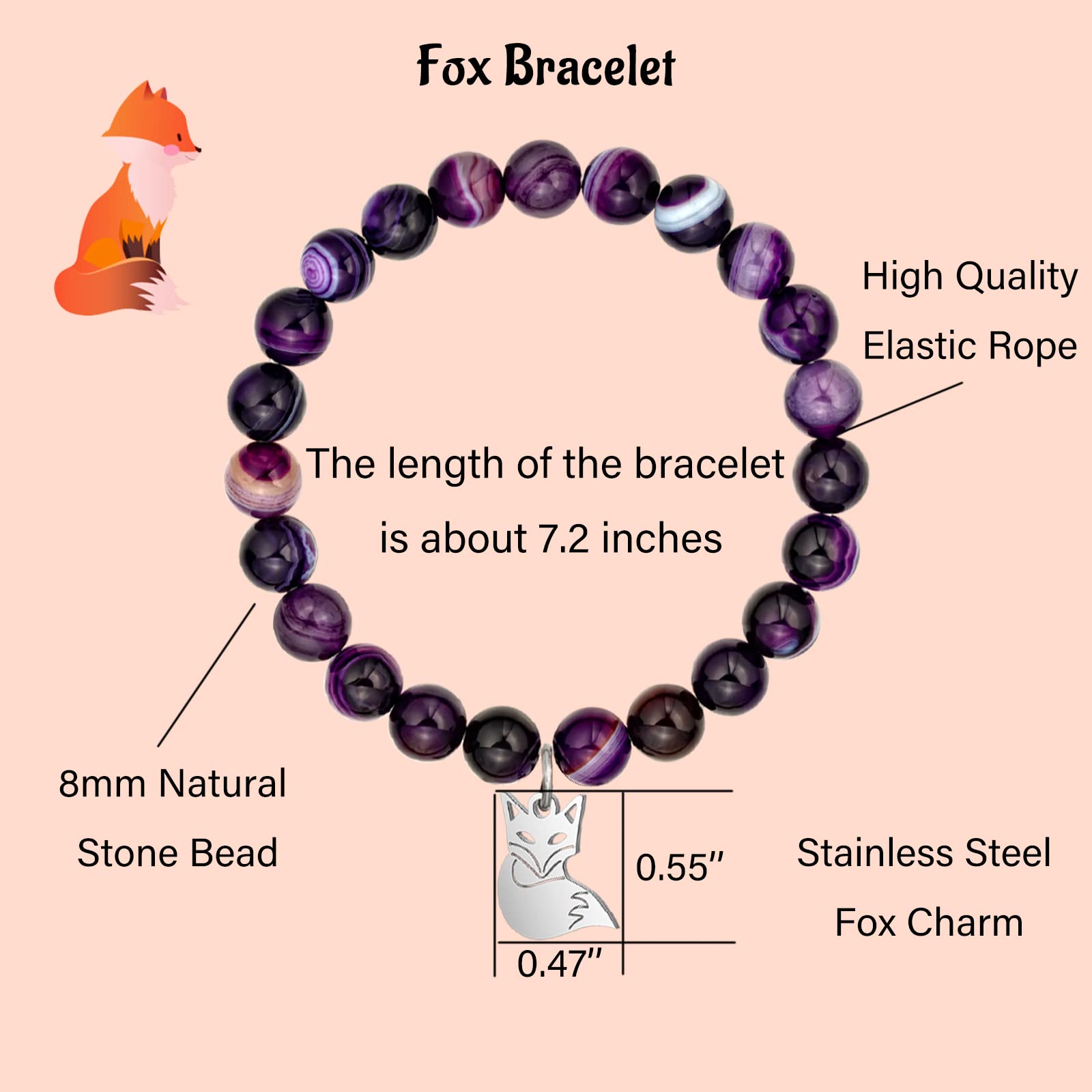 LINY Beaded Fox Bracelet for Women - Cute Animal Jewelry Gift for Niece, Daughter, Sisters & Best Friends - Christmas & Birthday Present - Perfect for Casual Wear, Parties & Special Occasions