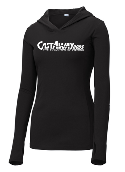 Sport Tek Ladies PosiCharge Competitor Black Women's Hooded Pullover Sweatshirt - Soft Fleece Hoodie for Running, Gym & Outdoor Activities