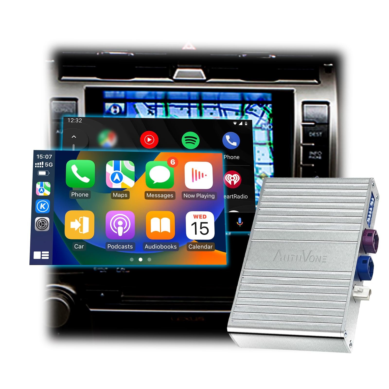 LVDS Wired & Wireless CarPlay Decoder Retrofit Kit for Lexus GX460 2014-2021 | Wireless Android Auto Support | Factory Screen Retention | Phone Mirroring Upgrade | Perfect for Road Trips & Daily Commuting