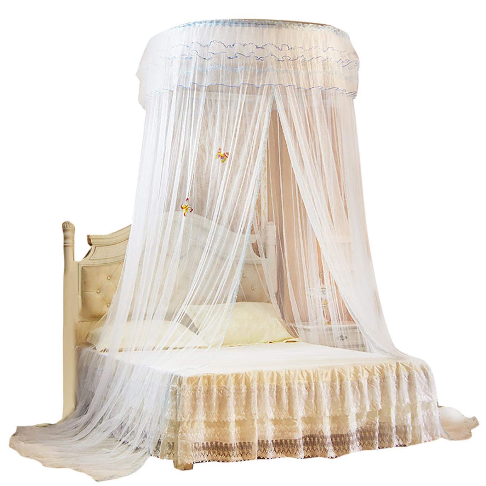 Breathable Round Lace Princess Bed Canopy for Kids & Baby - 360° Foldable Bed Tent with Netting, White Nursery Decor for Girls' Room & Home Decoration | Perfect for Bedtime, Playtime & Dreamy Room Makeovers
