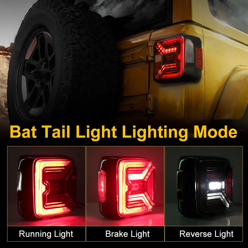 LOYO LED Tail Lights & Fender Turn Signal with Sequential Light Compatible for 2018-2023 Jeep Wrangler JL - Waterproof DRL Brake Lights for Off-Road, Night Driving & Custom Jeep Builds