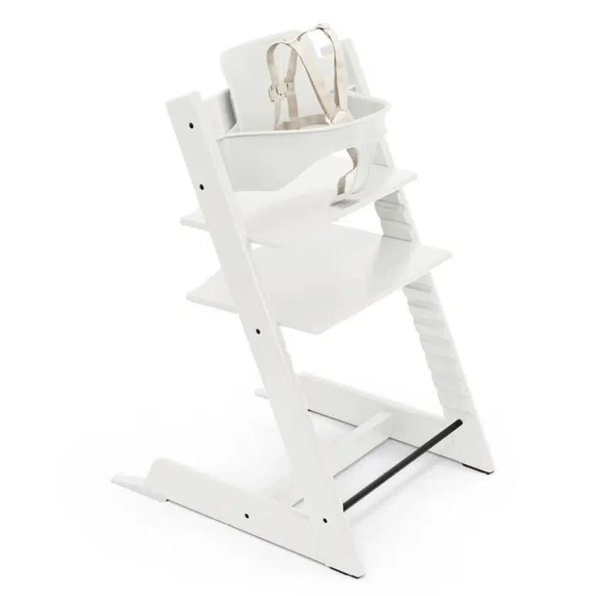 Stokke Tripp Trapp High Chair Baby Set - Adjustable Wooden Chair with Safety Harness, White | Perfect for Newborns to Toddlers for Dining & Playtime