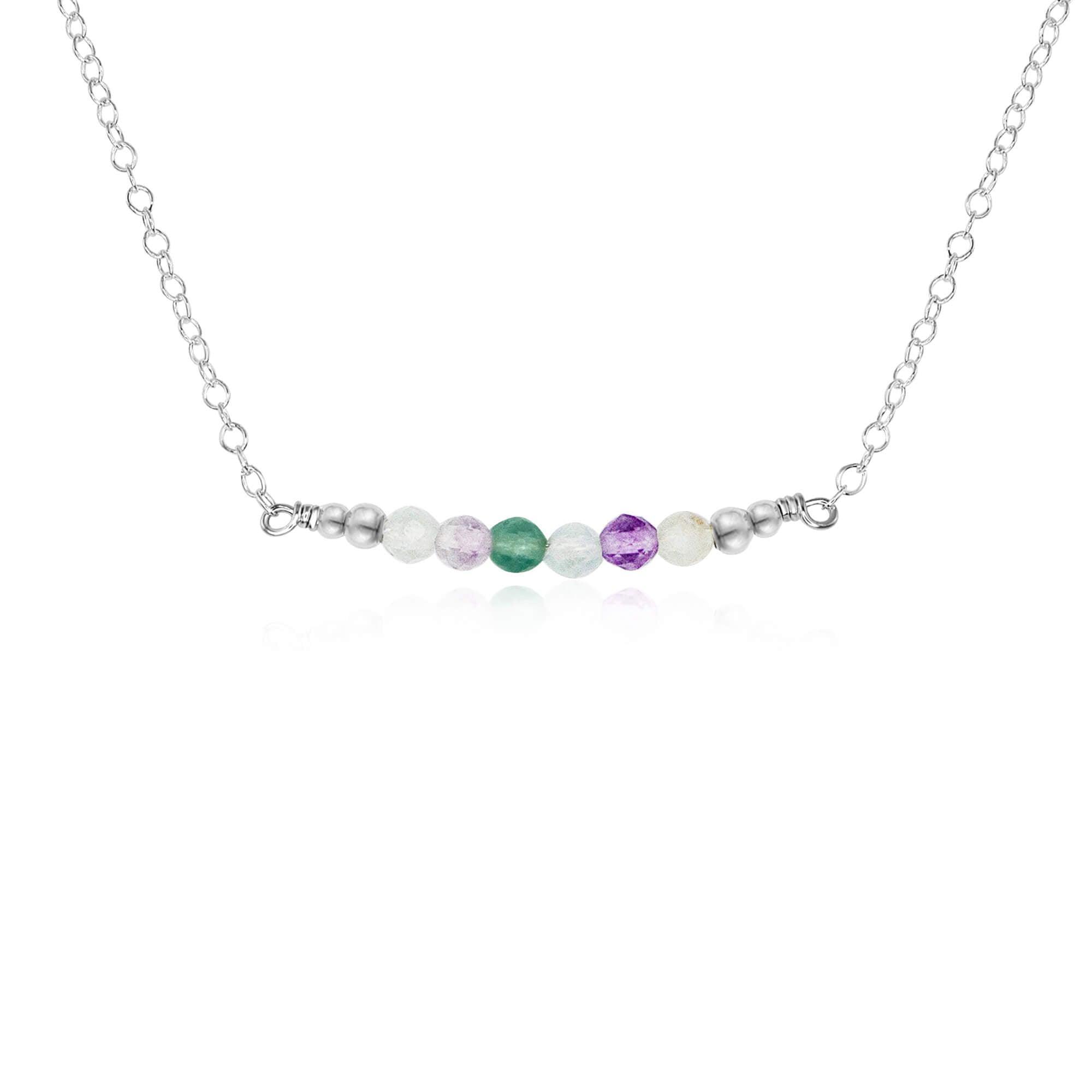Sparkling Fluorite Faceted Bead Bar Necklace - Healing Crystal Jewelry for Women, Chakra Balancing & Energy Cleansing - Perfect for Meditation, Yoga & Spiritual Gifts