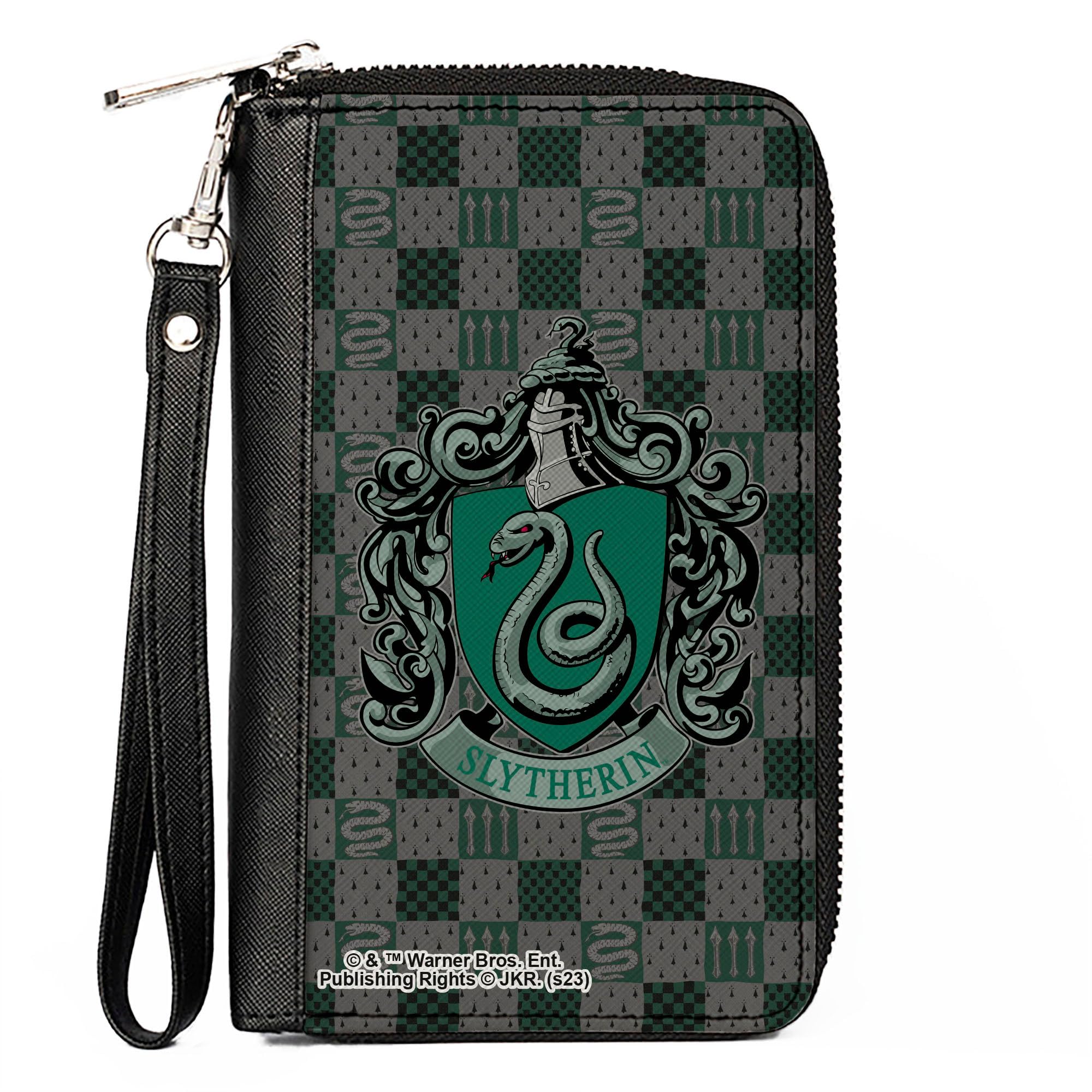 Harry Potter Slytherin Vegan Leather Zip Around Wallet - Official Wizarding World Merchandise with Crest Heraldry Design | Perfect for Fans, Collectors and Daily Use as a Stylish Accessory