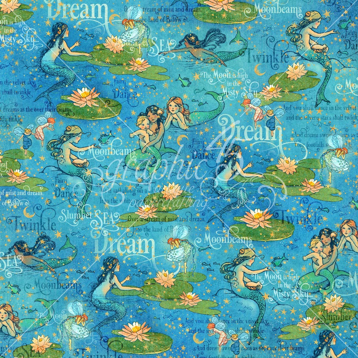 GRAPHIC 45 4501929 Dreamland Paper 12x12 Inch Scrapbooking Paper - Moonbeam Dance Pattern for Card Making, Journaling & DIY Crafts