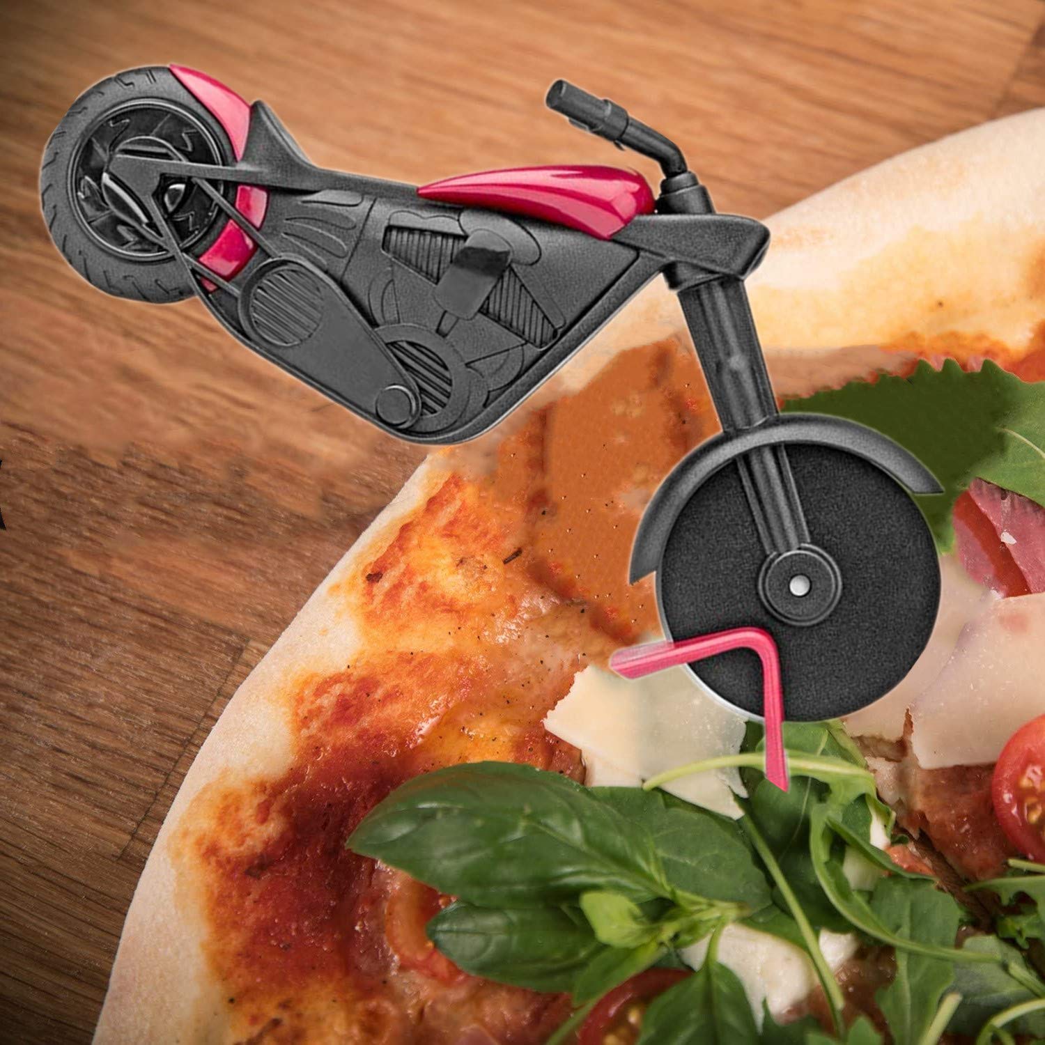 Stainless Steel Motorcycle Pizza Cutter Wheel - Professional Kitchen Tool for Slicing Pizzas, Pies & Dough - Perfect for Home Cooking, Restaurants & Pizza Parties