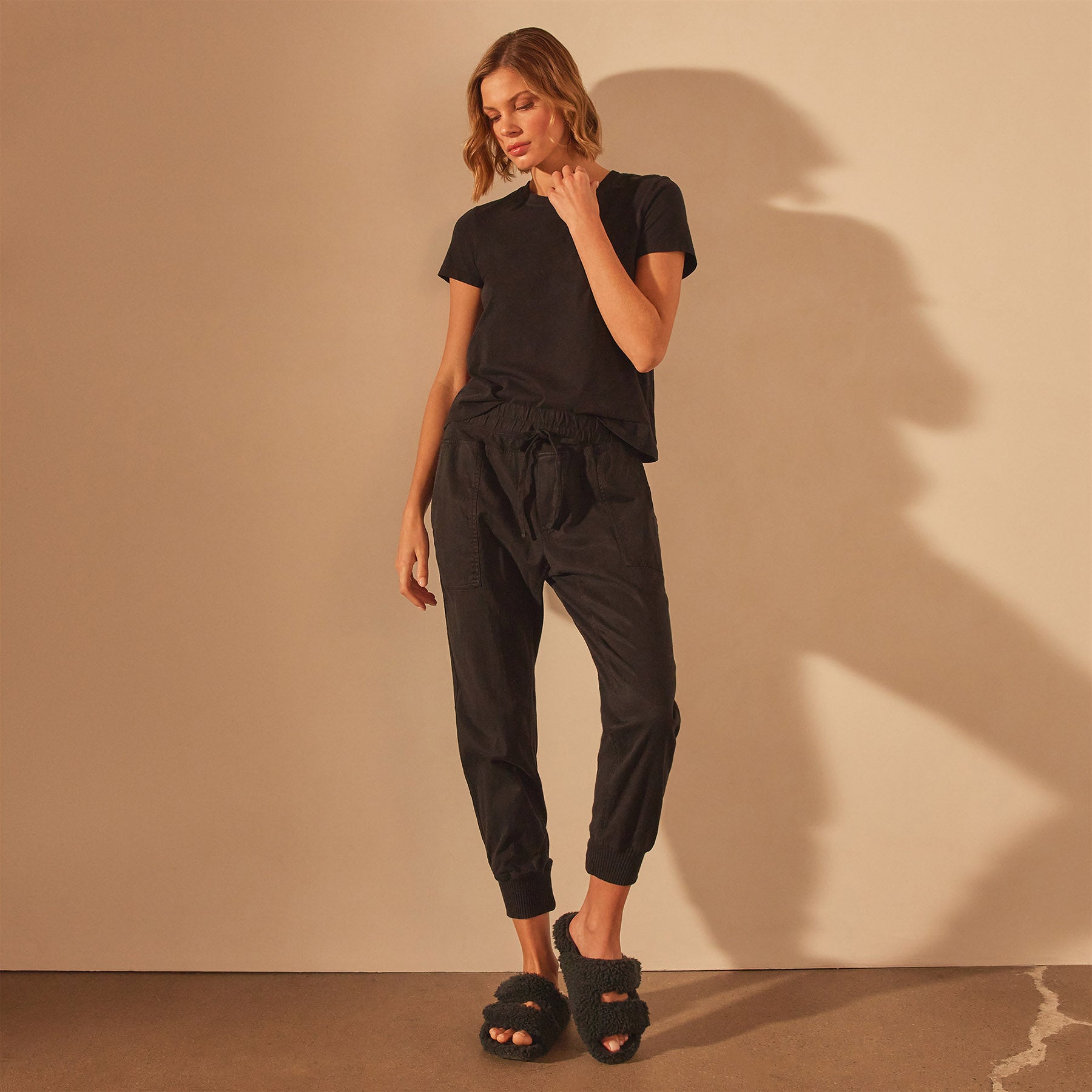 Mixed Media Pants for Women - Stretch Black High-Waisted Trousers | Comfortable & Stylish for Work, Travel & Casual Wear