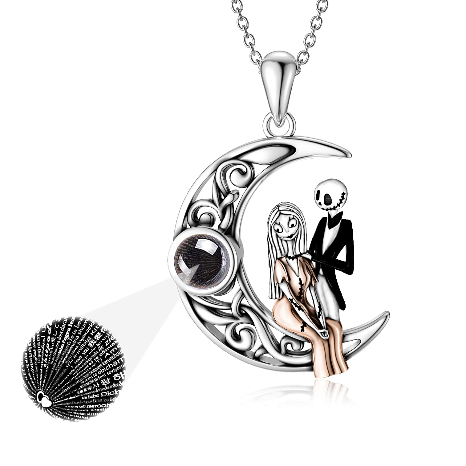 ONEFINITY Sterling Silver Jack Skull Infinity Heart Pendant Necklace - Gothic Jewelry Gift for Women, Wife, Daughter - Perfect for Birthday, Anniversary & Halloween Costume Accessories