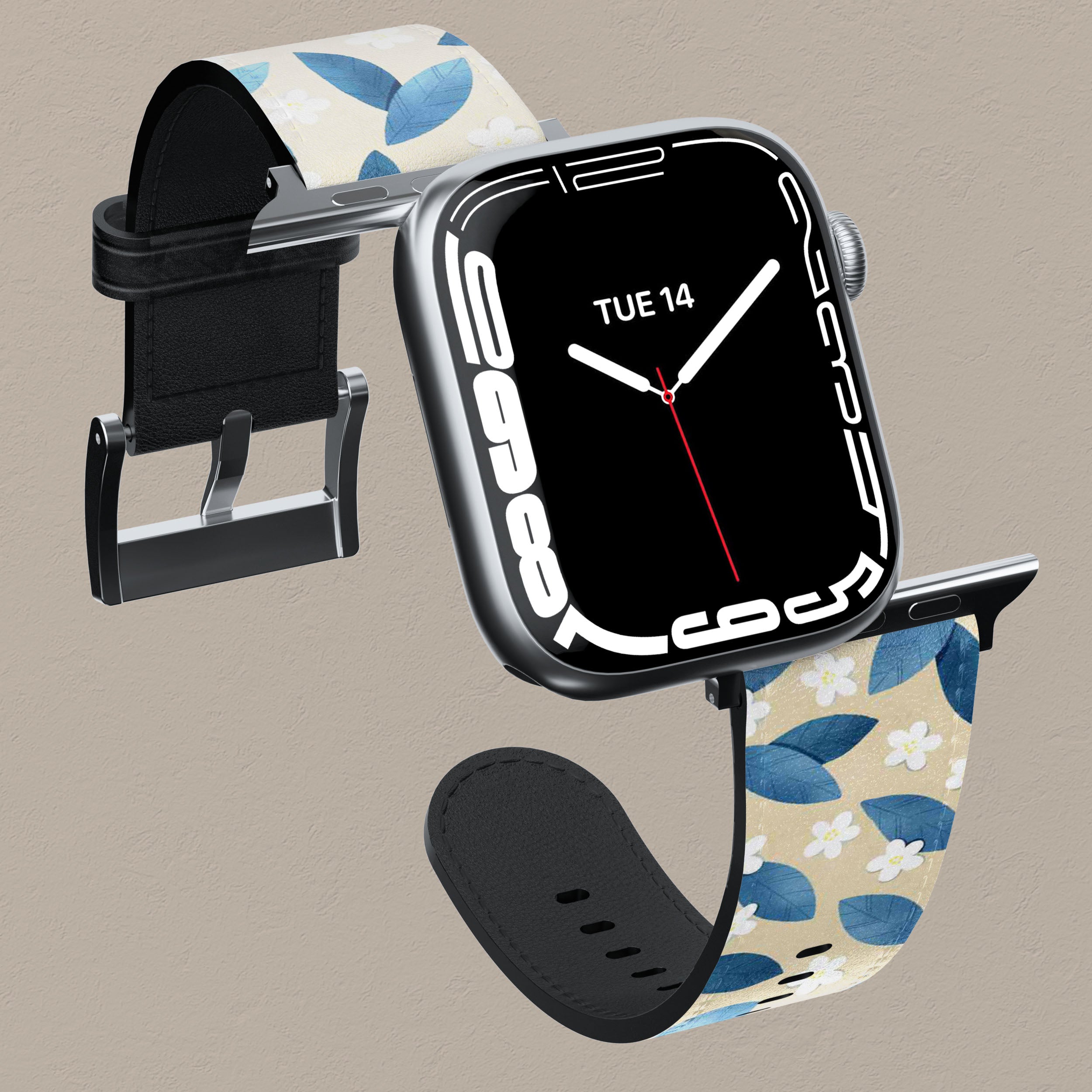 Premium Blue Leaf Pattern Apple Watch Band - Stylish & Durable Replacement Strap for Apple Watch Series 1/2/3/4/5/6/7/8/SE - Perfect for Workouts, Daily Wear & Fashion Accessories