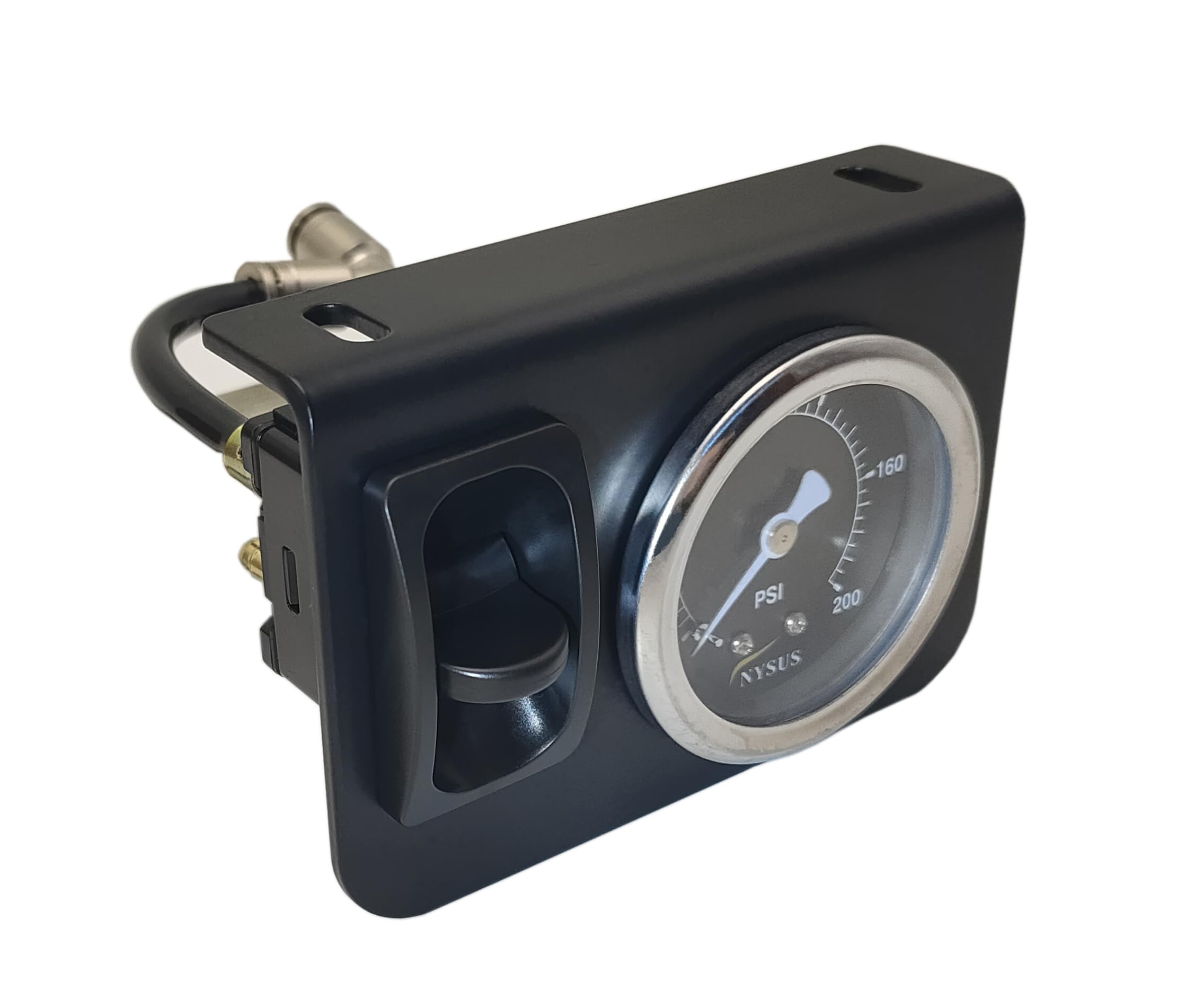 NYSUS Cab Single Air Gauge Control Kit with Paddle Valve & Air Fittings - Air Suspension Controller for Trucks & SUVs - Perfect for Custom Suspension Setup & Ride Height Adjustment