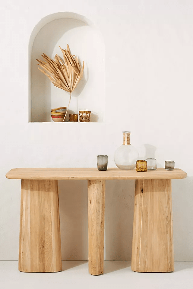 Handmade Kalle Sculptural Console Table - Solid Wood Entryway Table with Unique Design | Perfect for Hallway, Living Room & Foyer Decor