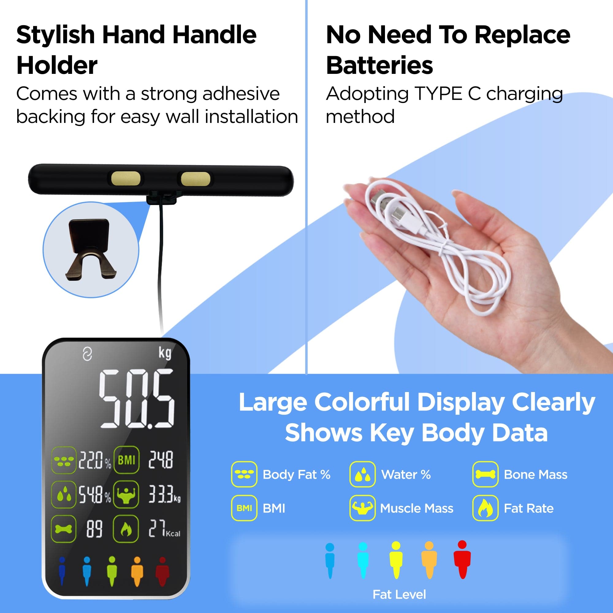 Dr Trust USA 8-Electrode Smart Digital Body Weight Scale with BMI & Fat Analyzer - Bluetooth Sync for iOS/Android, Rechargeable, 29 Health Metrics Tracking - Body Composition Monitor for Home Gym & Health Management (Black) - Perfect for Fitness Enthusiasts & Weight Loss Programs