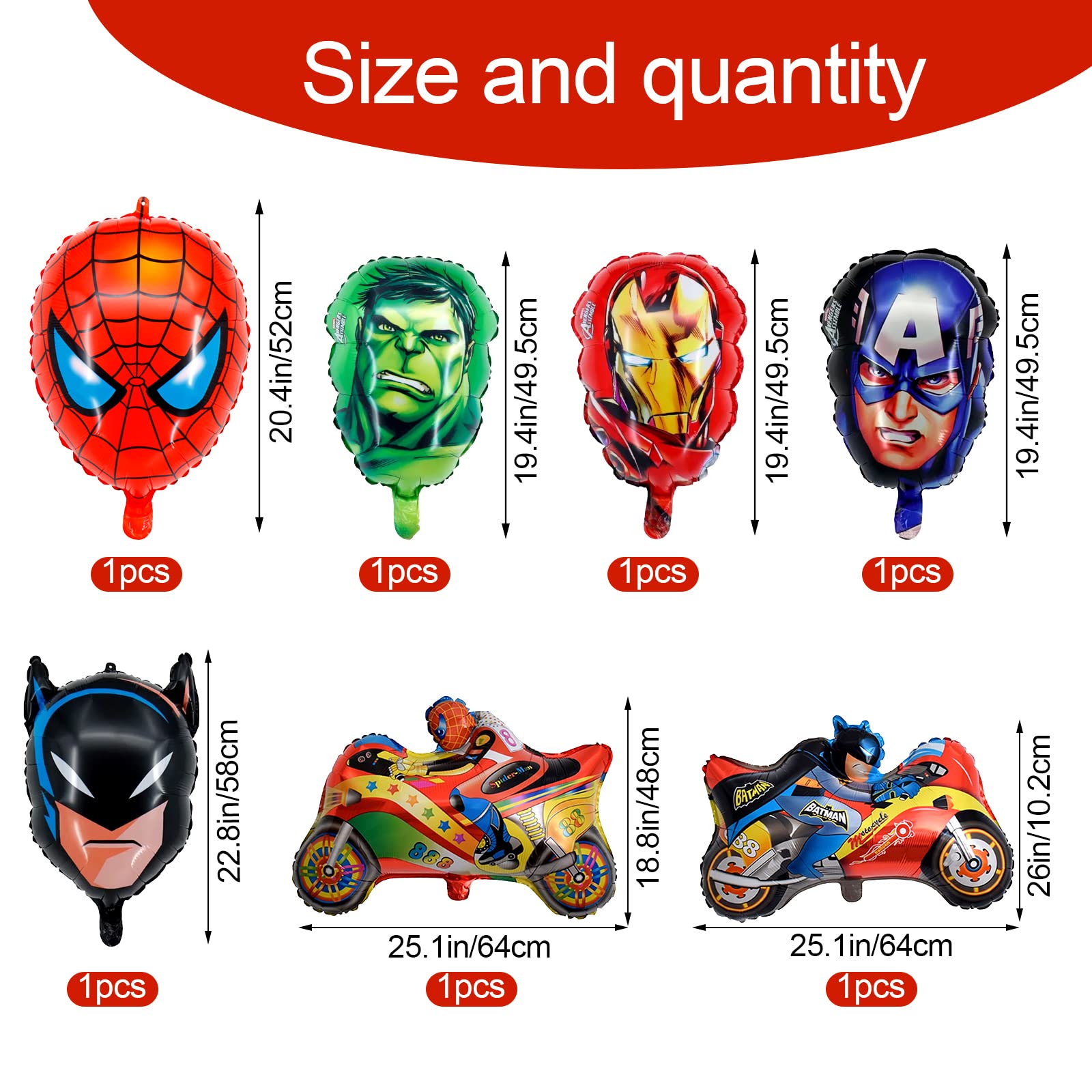 Superhero Aluminum Balloons Set - Superhero Birthday Party Decorations Kit with Foil Balloons for Superhero Themed Parties, Baby Showers & Room Decor - Perfect for Kids Birthday, Comic Con Events & Superhero Fan Gifts