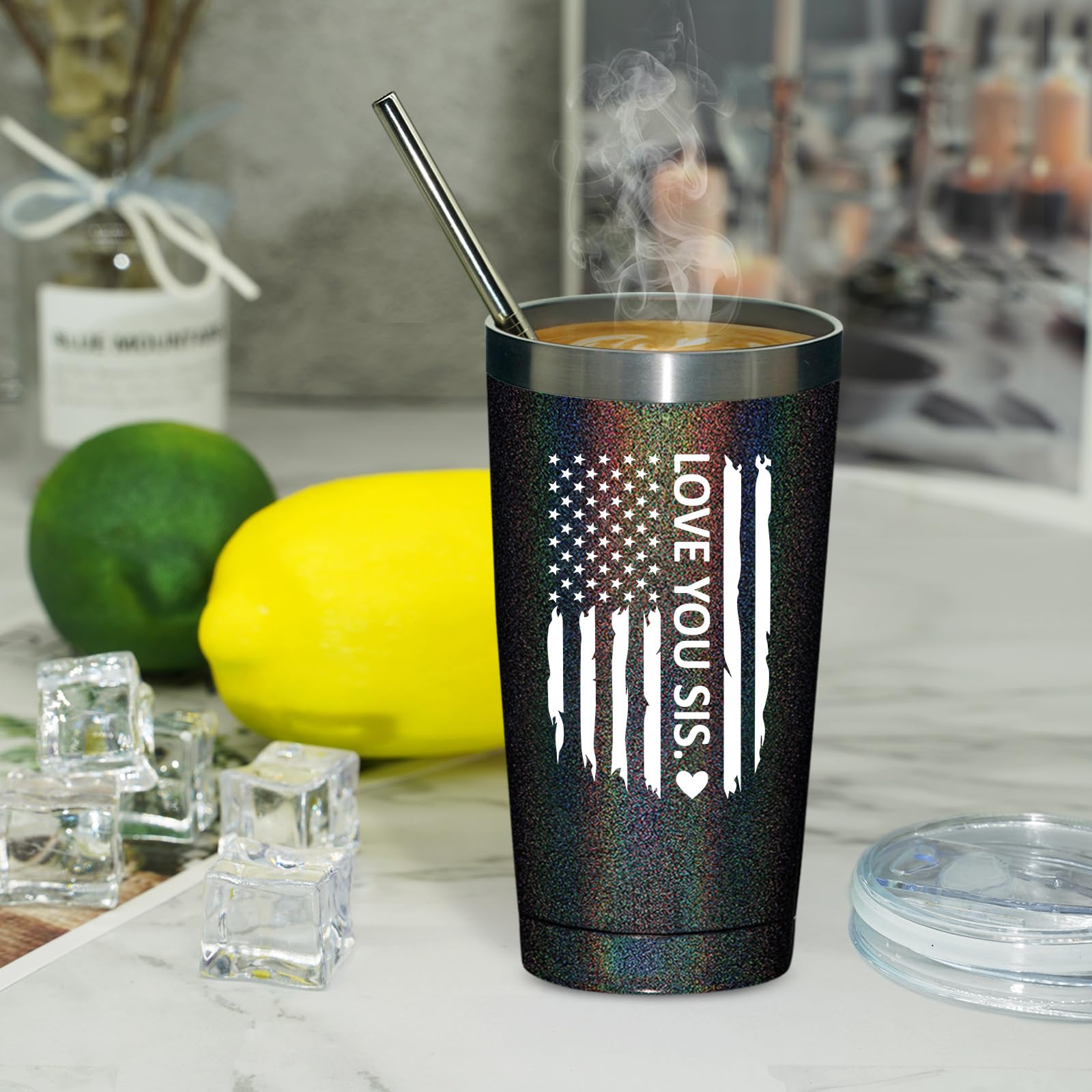 You're A Great Sister Tumbler - Insulated Stainless Steel Cup with Lid & Straw - Perfect Sister Birthday Gift, Christmas Present, Mother's Day Idea from Brother/Sister - Great for Coffee, Tea & Cold Drinks at Home, Office or Travel