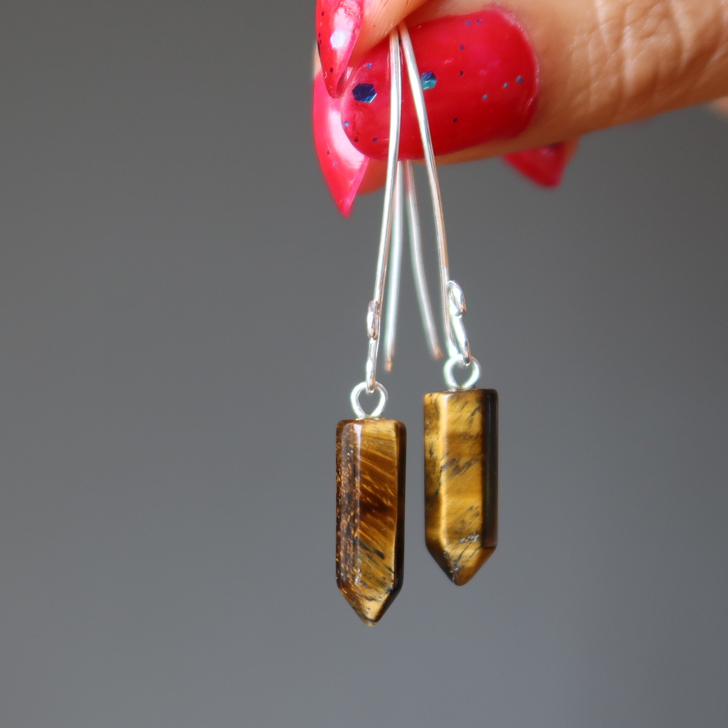 Tigers Eye Earrings - Handmade Hill Tribe Silver Jewelry for Women, Natural Stone Dainty Studs for Success & Good Luck | Perfect for Office Wear, Gifts & Spiritual Healing