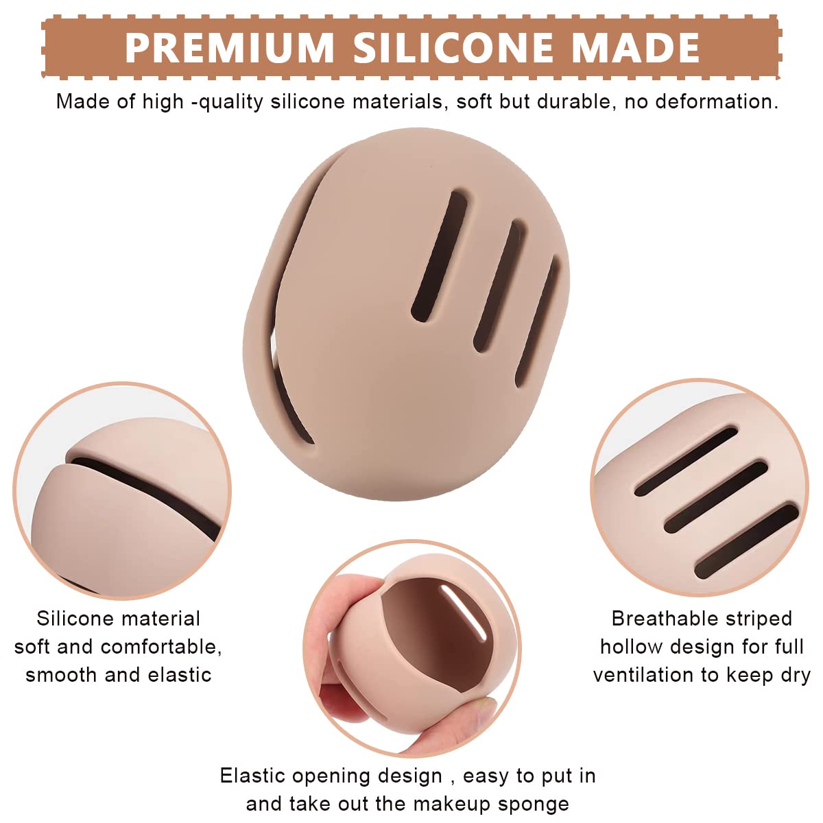 MAYCREATE® Silicone Makeup Sponge Holder Case - Breathable Beauty Blender Storage Container for Travel & Home - Cute Cosmetic Organizer (Khaki) | Perfect for Travel, Gym & Daily Makeup Organization
