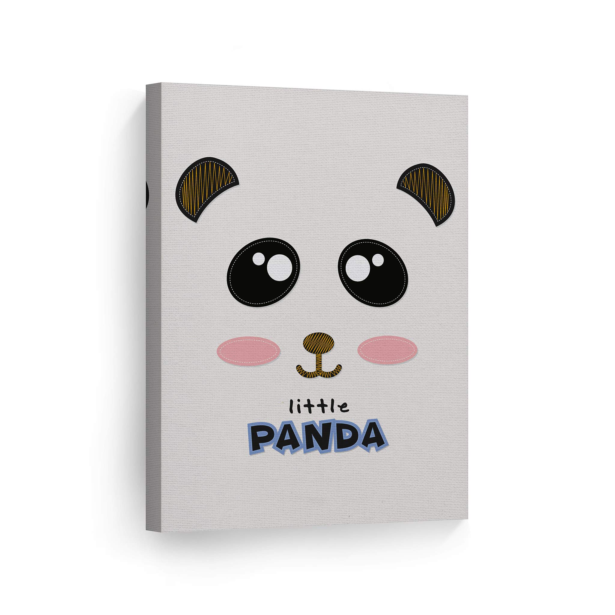 Smile Art Design Cute Little Panda Canvas Wall Art - 40x30 Inch Ready to Hang Nursery Decor, Kids Room Decor with Cream Background - Perfect for Baby's Room, Playroom & Children's Bedroom - Made in USA