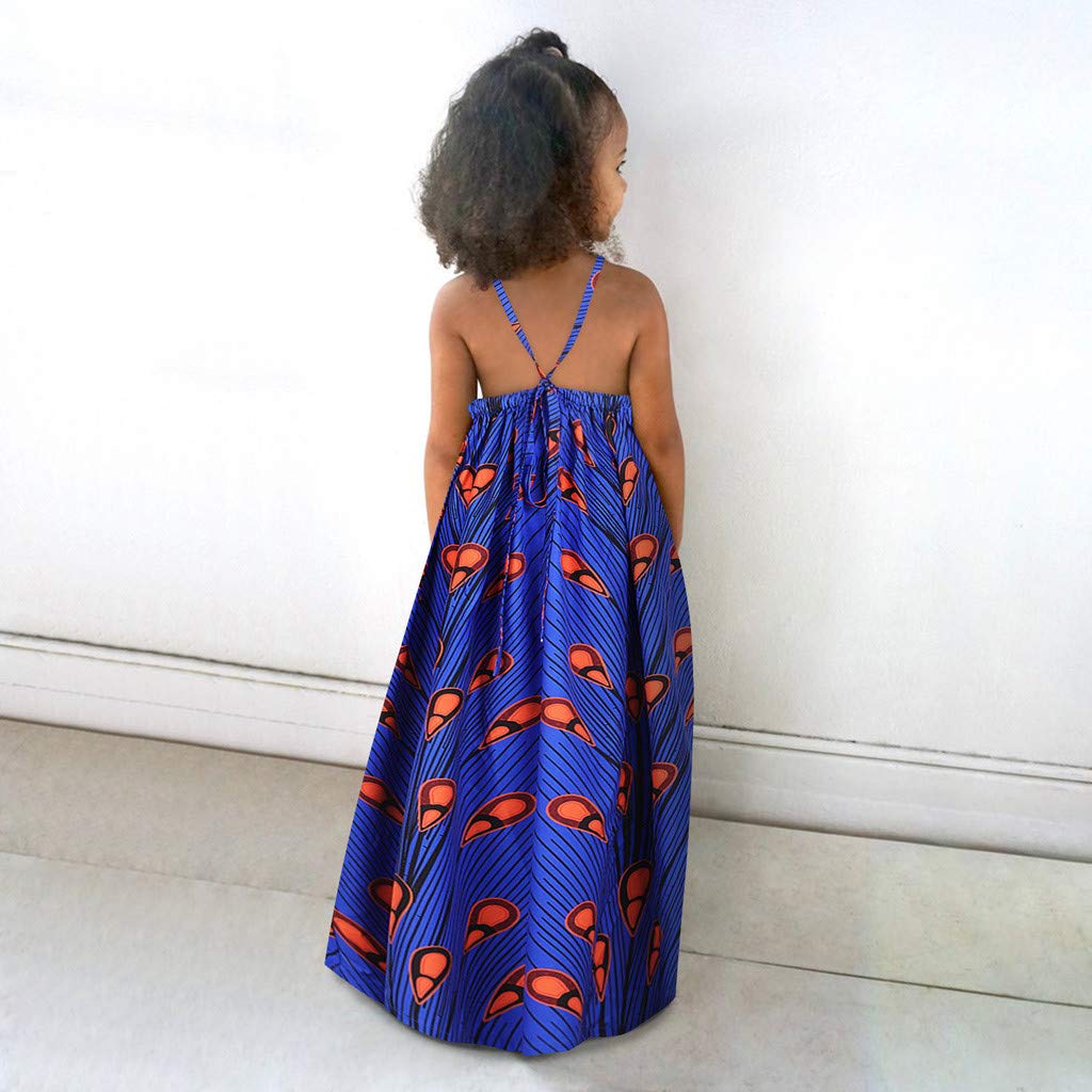 **POLG African Dashiki Dress for Toddler Girls - Ethnic Style Sloping Shoulder Party Outfit - Perfect for Birthday, Cultural Events & Family Celebrations**