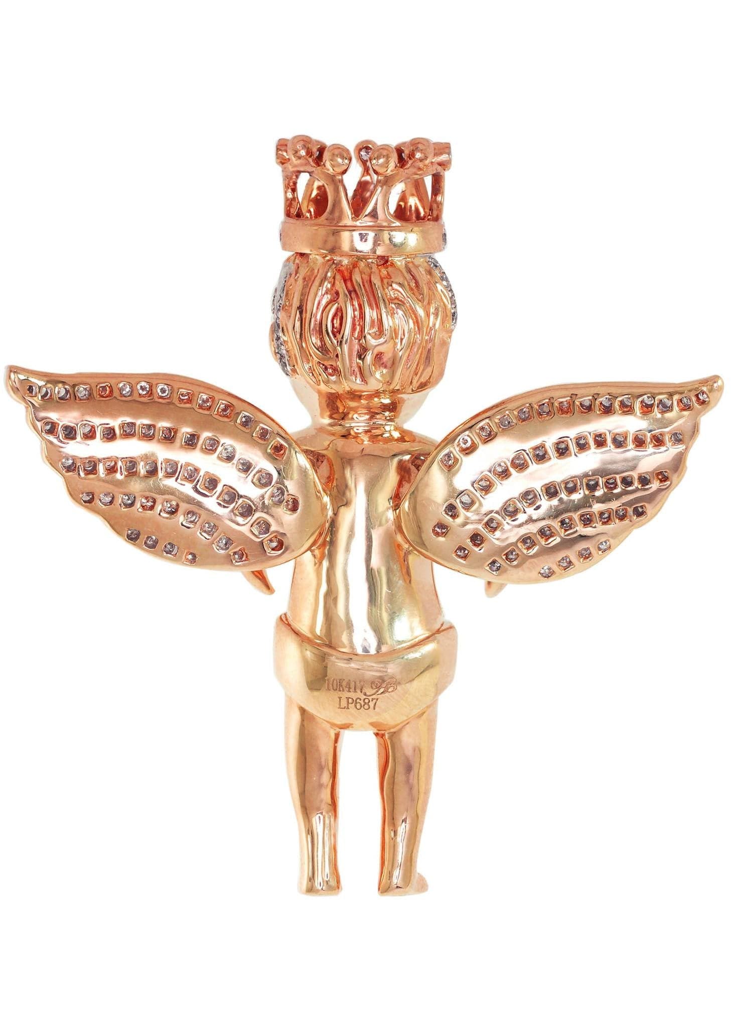 Diamond Angel Pendant Necklace - 32.43g Solid Gold with 2.58 Carat Genuine Diamonds | Elegant Jewelry Gift for Women | Perfect for Weddings, Anniversaries & Special Occasions