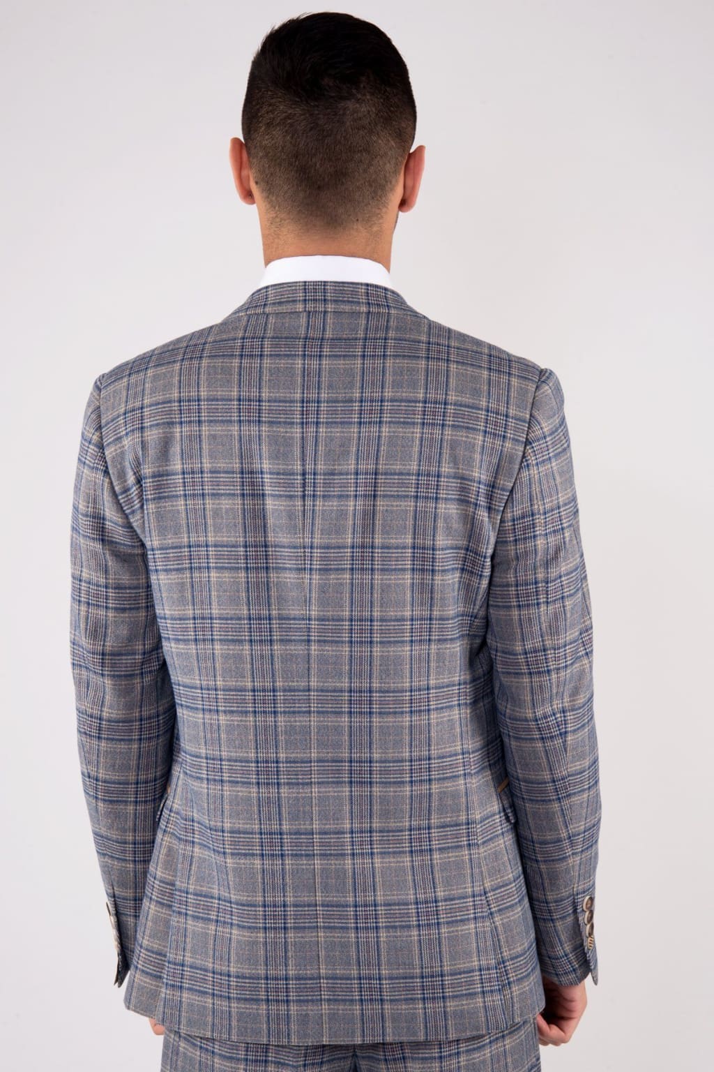 Marc Darcy Enzo Blue Stone Tweed Check Blazer for Men - Stylish Slim Fit Formal Jacket - Perfect for Business Meetings, Weddings & Office Wear