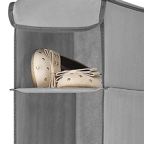 Whitmor 8-Section Hanging Shoe Organizer for Closet - Space Saving Grey Shoe Storage Shelf - Perfect for Bedrooms, Dorm Rooms & Small Spaces