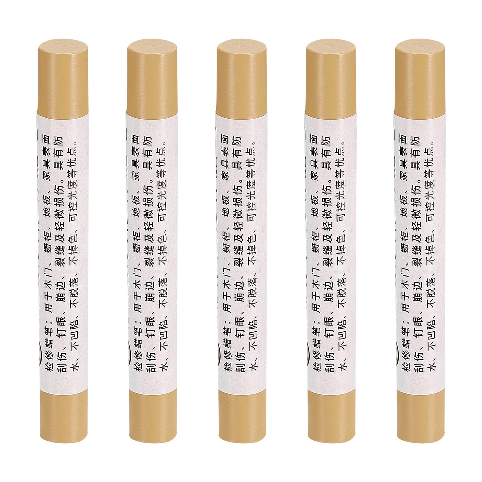 5Pcs Wood Wax Filler Sticks - Furniture Repair Crayons for Scratches & Holes on Tables, Desks & Wooden Floors | Mineral Yellow Color | DIY Home Improvement & Office Furniture Maintenance