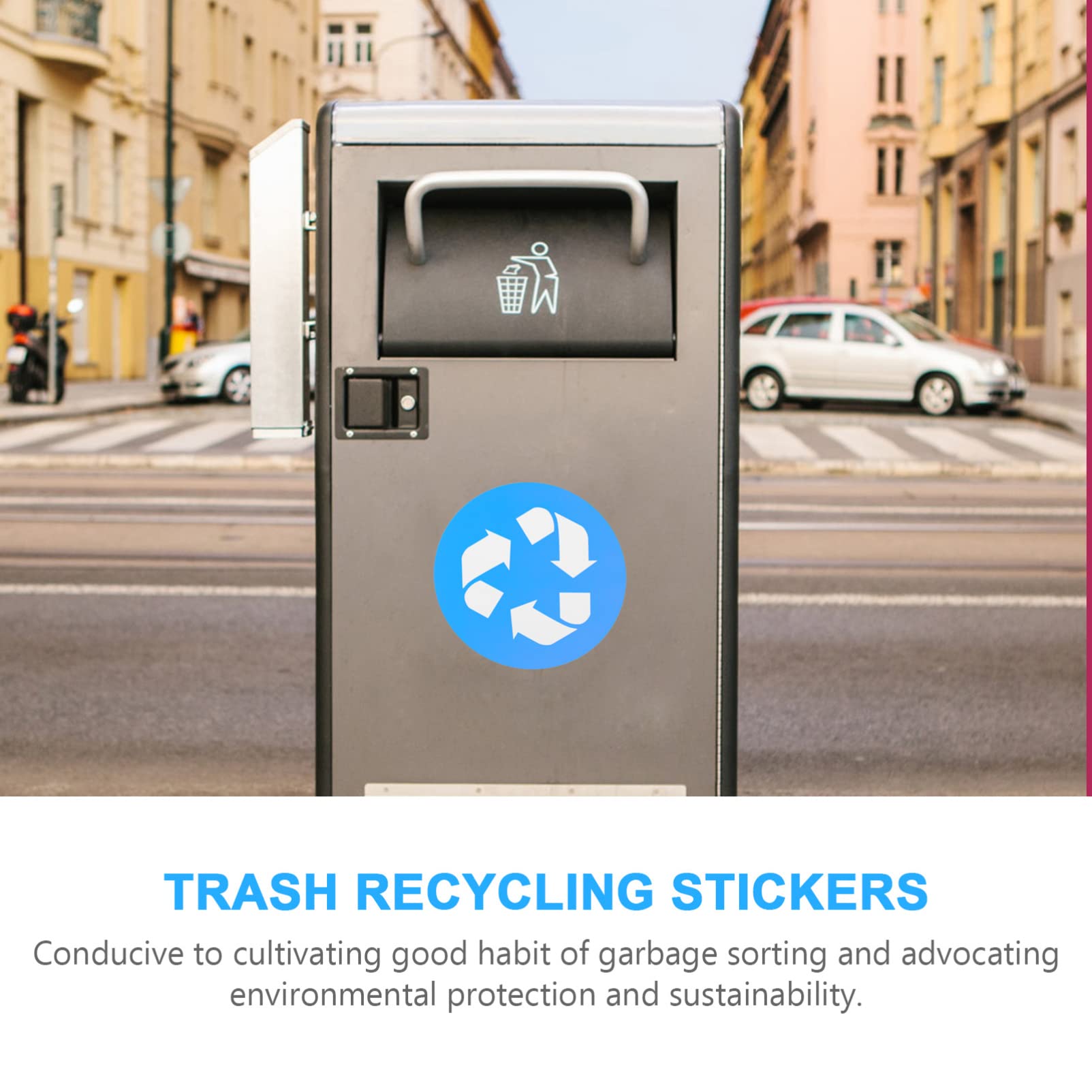 12-Pack Self-Adhesive PVC Trash Can Labels - Waterproof Garbage Bin Stickers for Office, Home & Public Recycling Bins - Durable Waste Container Signs for Easy Sorting & Organization (Indoor/Outdoor Use)