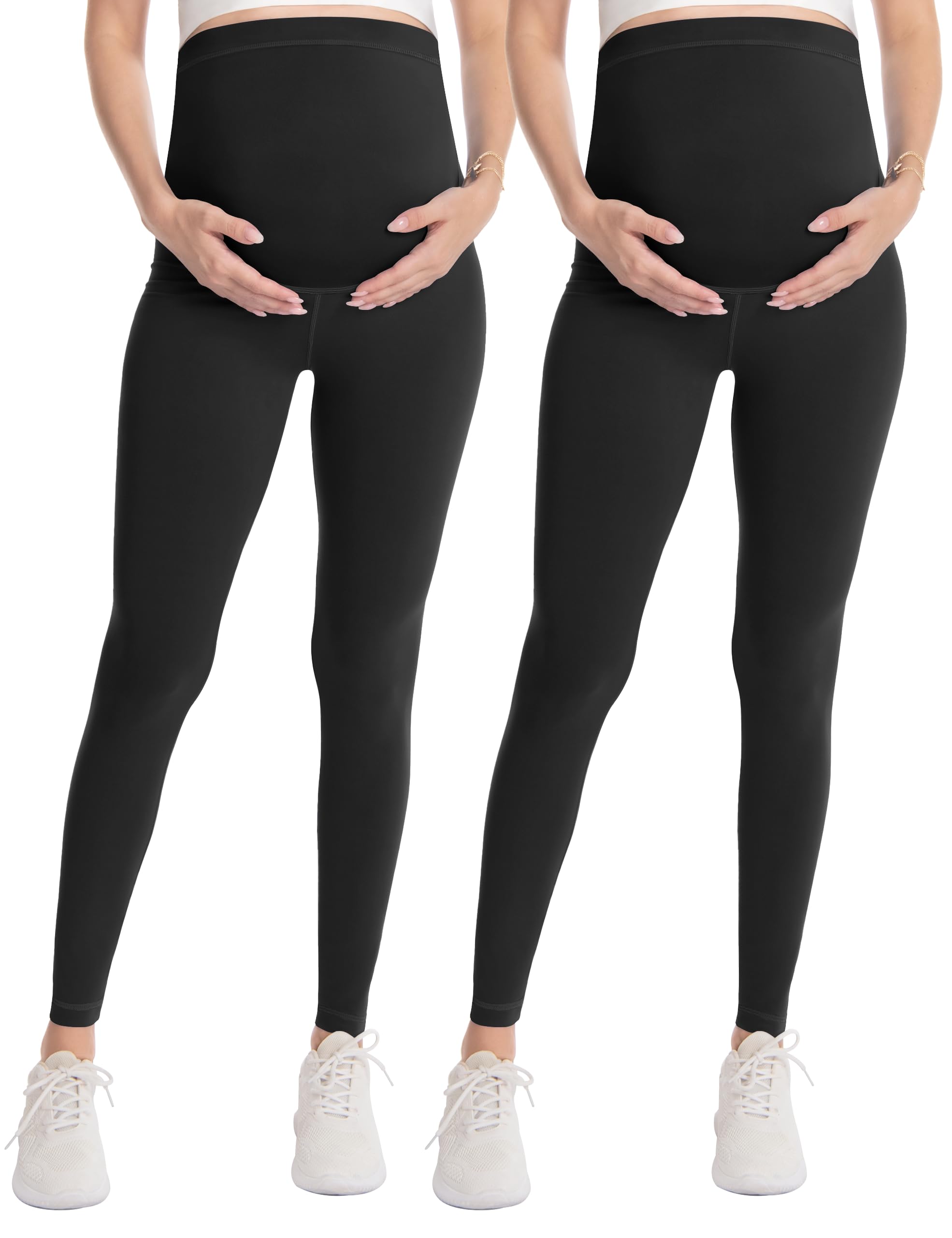 WELL&JUST Maternity Leggings Over The Belly - Ultra Soft Pregnancy Active Wear for Workout & Casual, High Waist Yoga Tights for Expecting Moms - Perfect for Prenatal Exercise, Daily Comfort & Postpartum Recovery