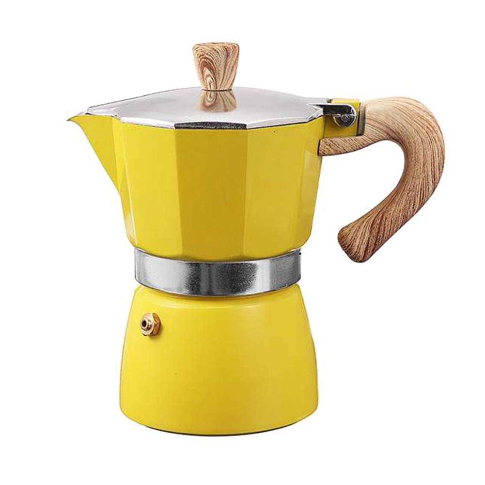 150ml/300ml European Style Aluminum Moka Pot - Italian Espresso Coffee Maker for Stovetop, Percolator & Drip Coffee - Yellow Cafetiere for Home & Office Use (300ML Yellow)