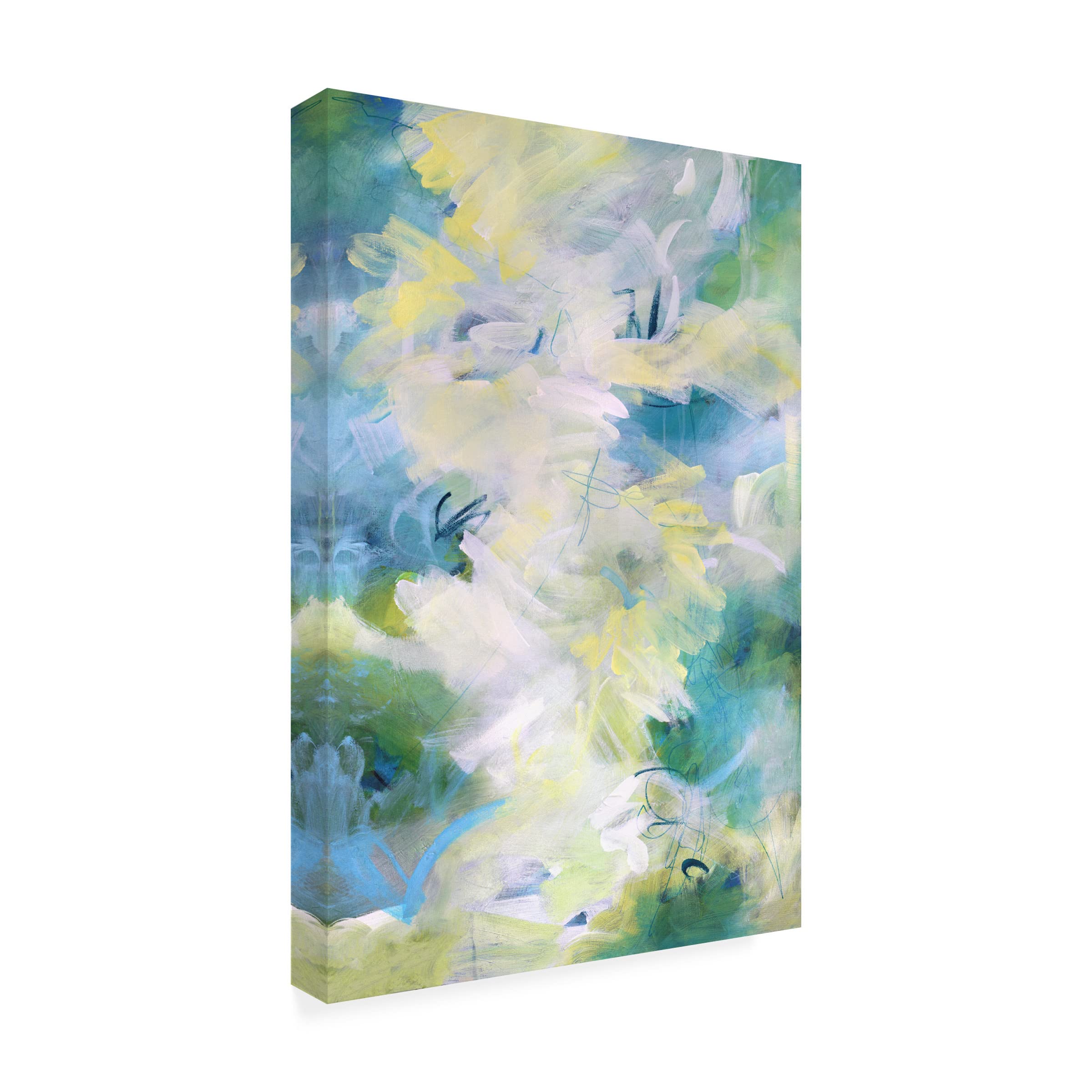 Trademark Fine Art 'Springtime Rhythms I' Canvas Wall Art by Sue Riger - Modern Floral Painting for Living Room, Bedroom & Office Decor