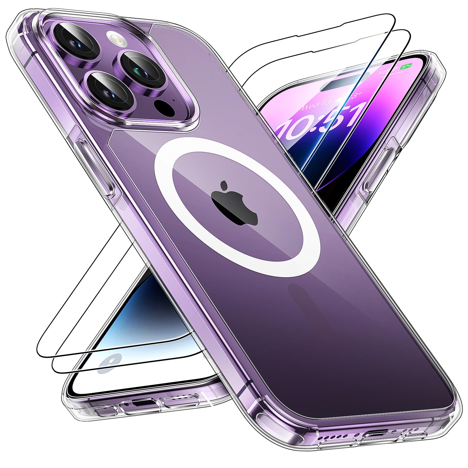 TAURI 3 in 1 Magnetic Clear Case for iPhone 14 Pro Max (6.7