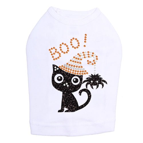 Sparkling Rhinestone Cat with Spider Hat Tank Top for Women - Trendy Graphic Tee in Multiple Colors - Perfect for Halloween, Cosplay & Casual Wear