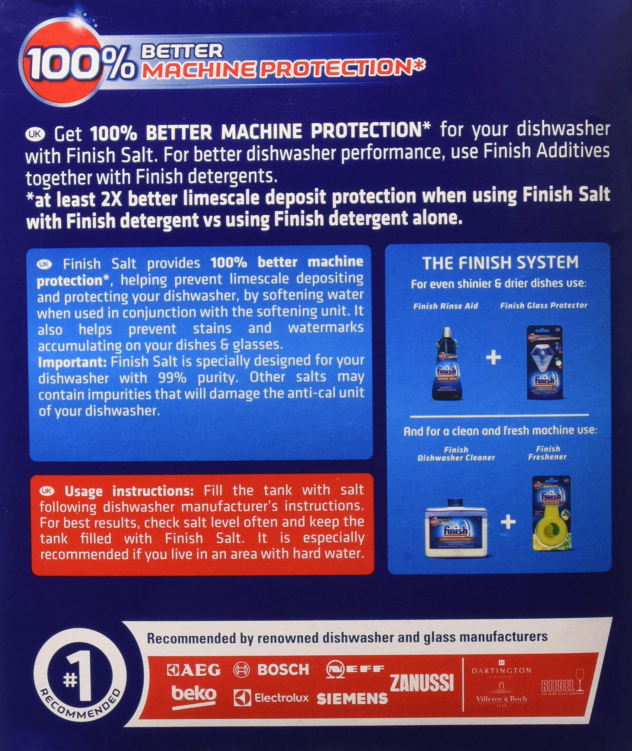 Finish Dishwasher Water Softener Salt - 6.6 lbs for Bosch & Other Dishwashers | Prevents Limescale & Improves Cleaning Performance | Ideal for Hard Water Areas & Daily Dishwashing