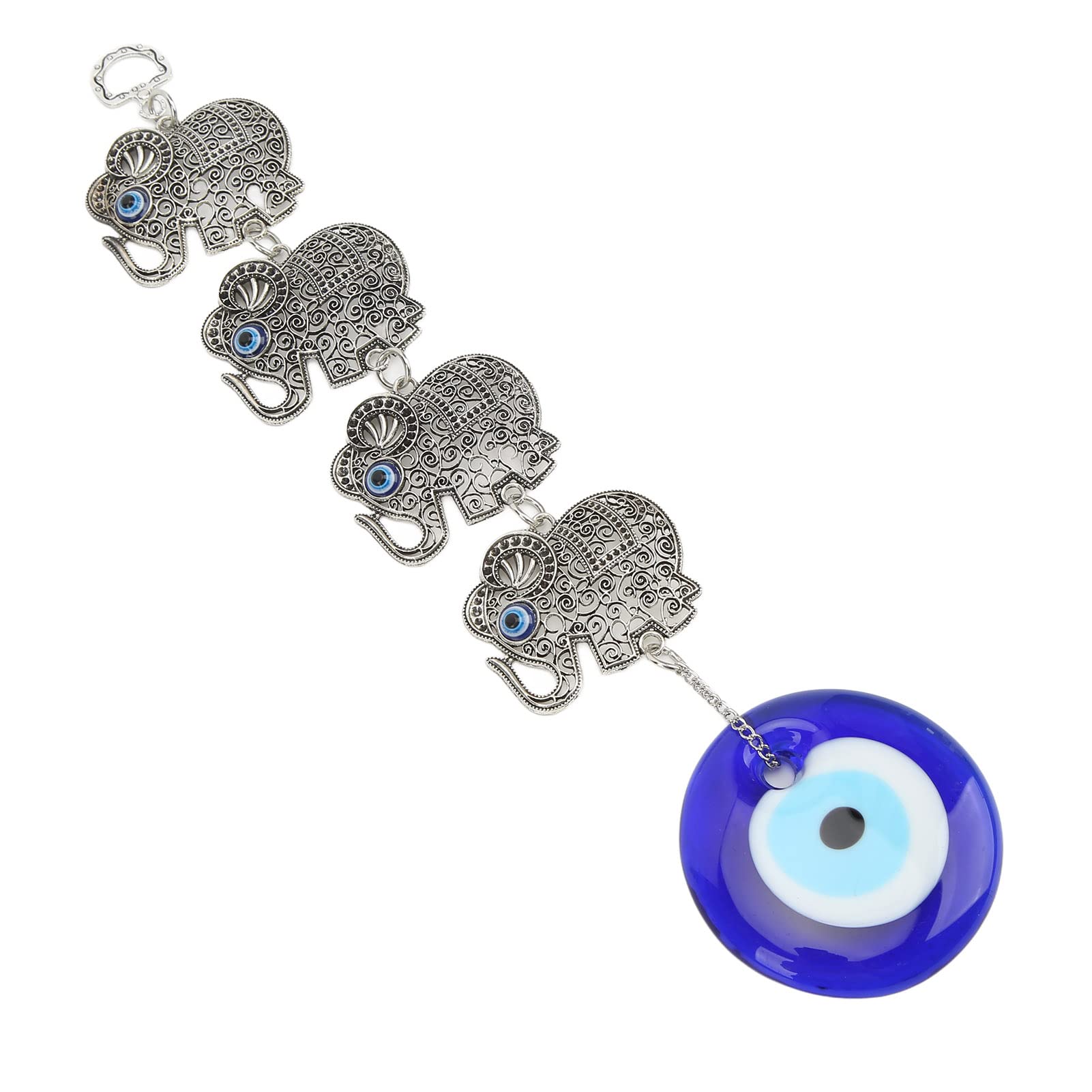 Evil Eye Car Hanging Ornament - Elegant 4 Hollow Alloy Elephant Good Luck Charm for Car Mirror & Wall Decor | Protection Amulet for Home, Office & Travel