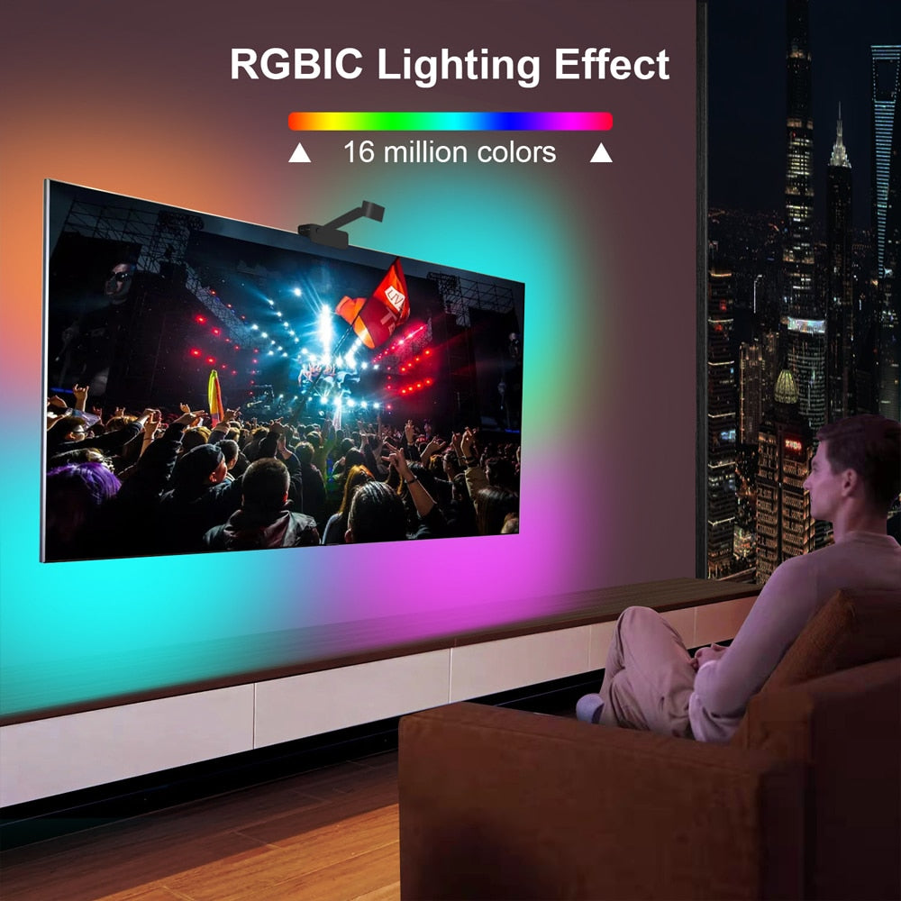 Smart WiFi TV Backlight LED Strip with Music Sync - 16.4ft RGB Color Changing Ambient Lighting for Home Theater, Gaming & Movie Nights