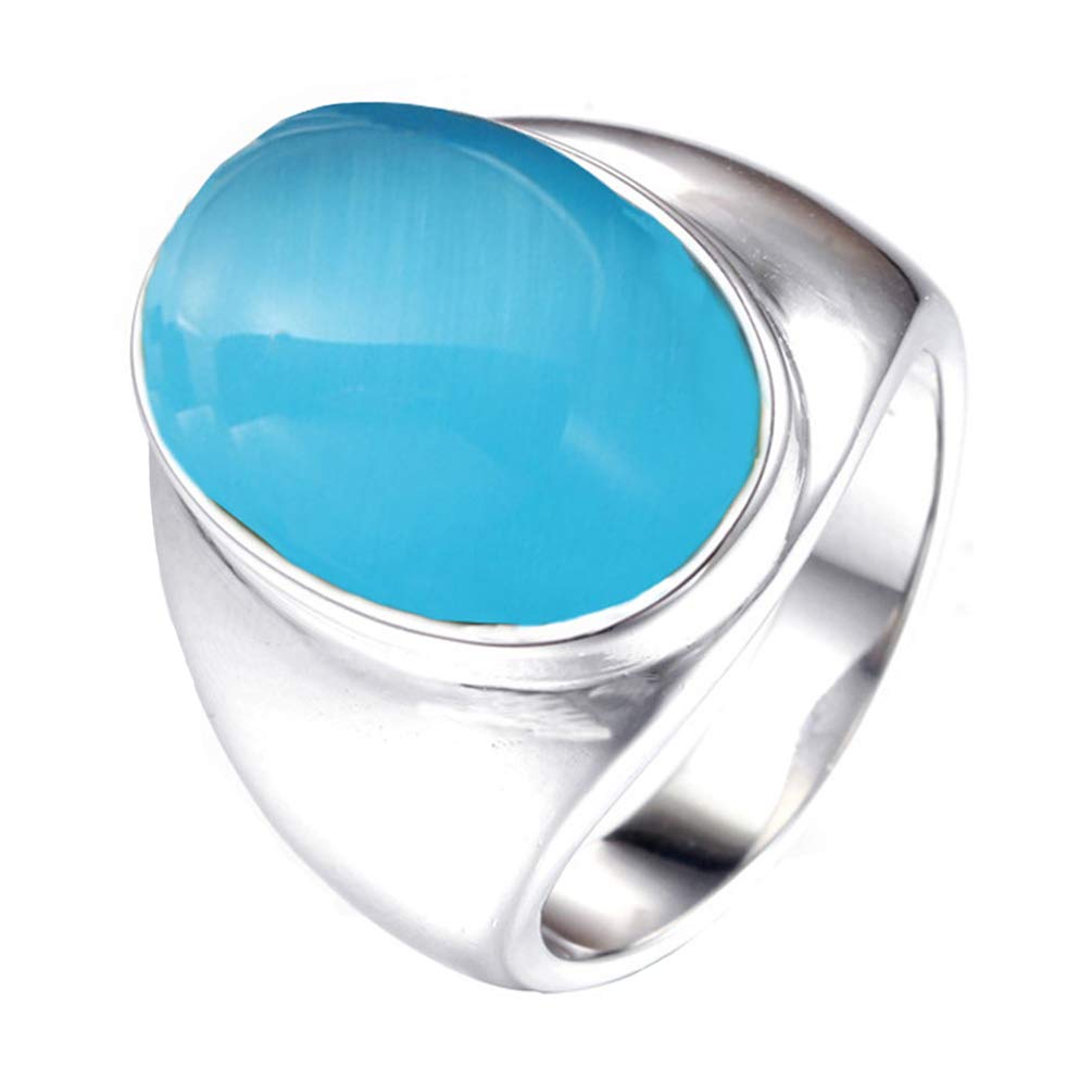 Stainless Steel Men's Big Oval Cat Eye Stone Ring - Wedding Promise Band for Him - Perfect for Engagement, Anniversary & Special Occasions