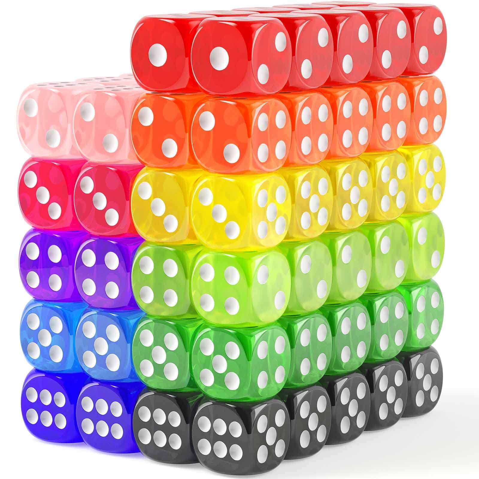 110-Piece Multicolor Dice Set - 11 Vibrant Colors (Red, Yellow, Blue, Green) for Board Games, Math Teaching, D&D, Casino Nights & Family Game Nights - Bulk Six-Sided Dice for Classroom, Parties & Tabletop Gaming