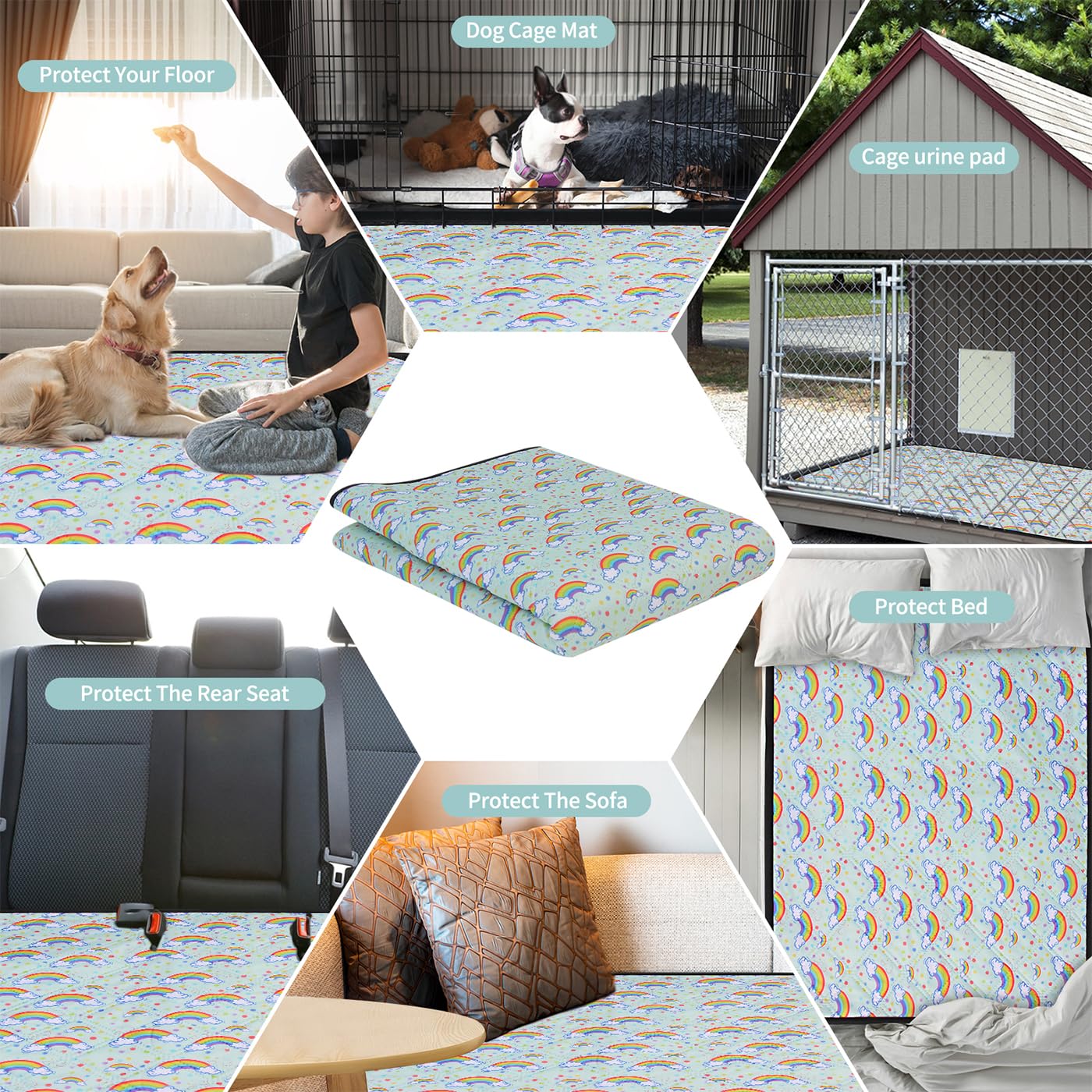 Washable & Reusable Dog Pee Pads - 2 Pack Super Absorbent Puppy Training Pads | Waterproof Pet Mat for Whelping, Incontinence, Playpen, Crate & Dog Bed | Ideal for Housebreaking, Travel & Senior Dogs