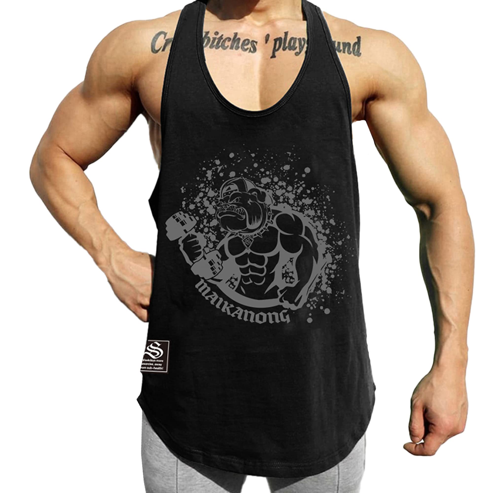 Cloudmall Men's Bodybuilding Stringer Tank Tops - Y-Back Workout Gym Shirts for Muscle Training & Fitness | Perfect for Weightlifting, Bodybuilding & Summer Workouts