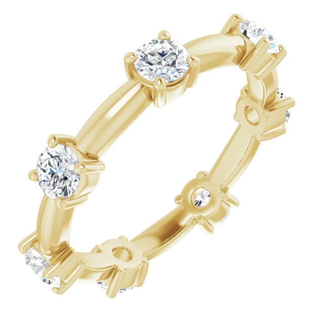 1.17 Carat Round Diamond Eternity Band Stackable Ring - 14K White Gold Wedding Anniversary Gift for Her, Perfect for Bridal Stacking & Special Occasions