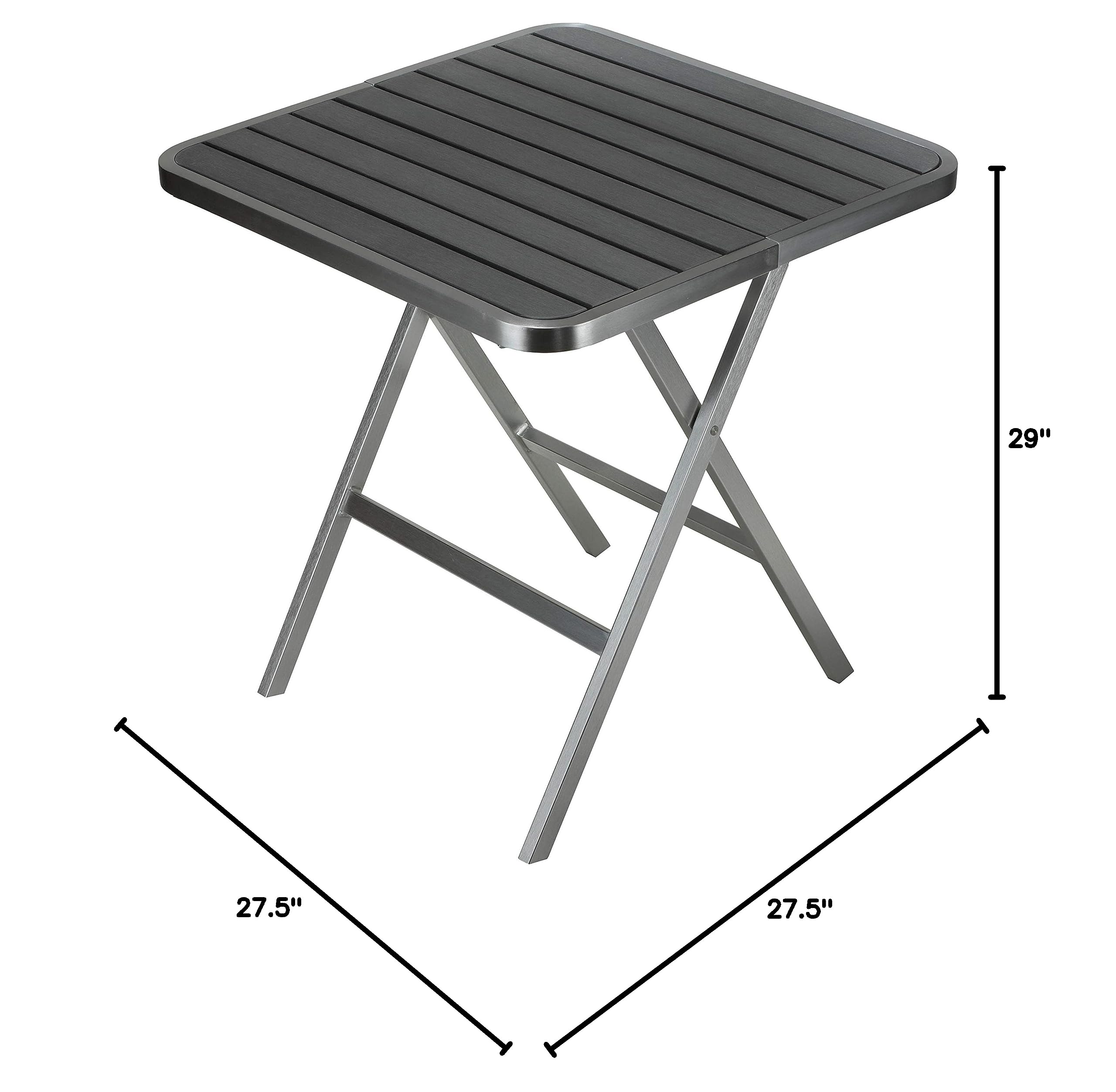 Cortesi Home Maxwell Outdoor Square Folding Table - Slate Grey | Weather-Resistant Patio Dining & Picnic Table for Backyard, Garden, Camping & Tailgating